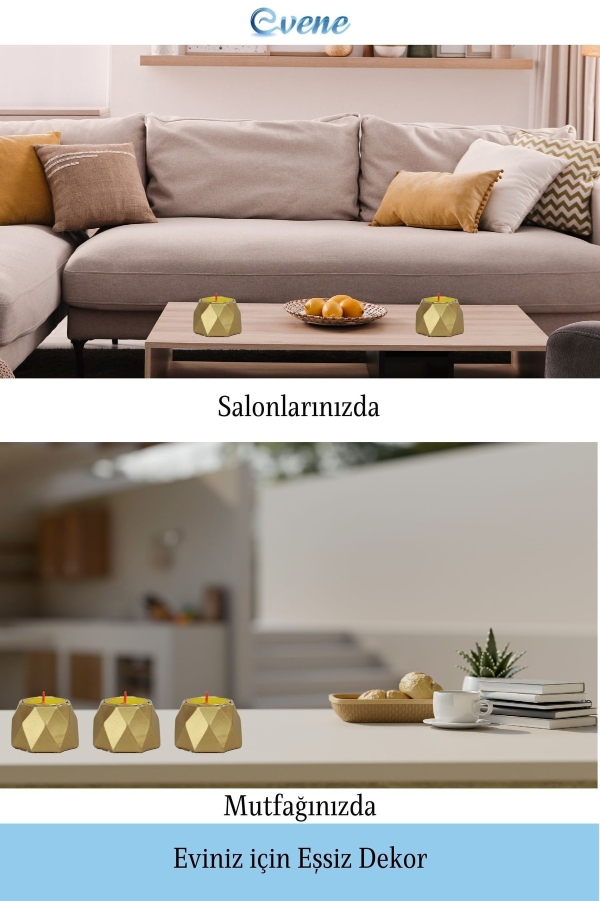 Altın Mumluk Şamdan Tealight Mum Uyumlu Poly Küçük 1 Model