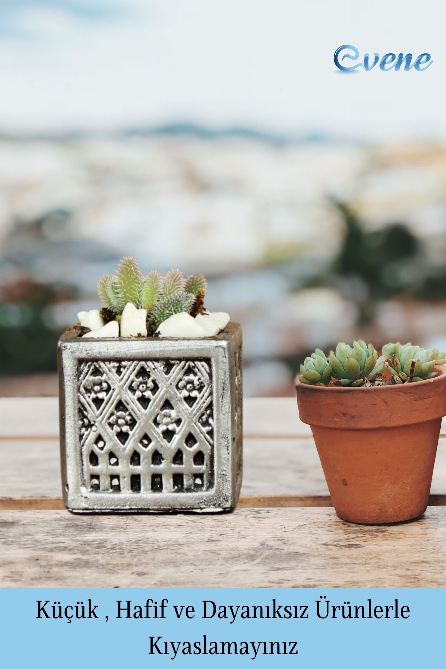 Mini Çiçek Saksısı Küçük Sukulent Gümüş Eskitme Kaktüs Saksı Mini Kare Model