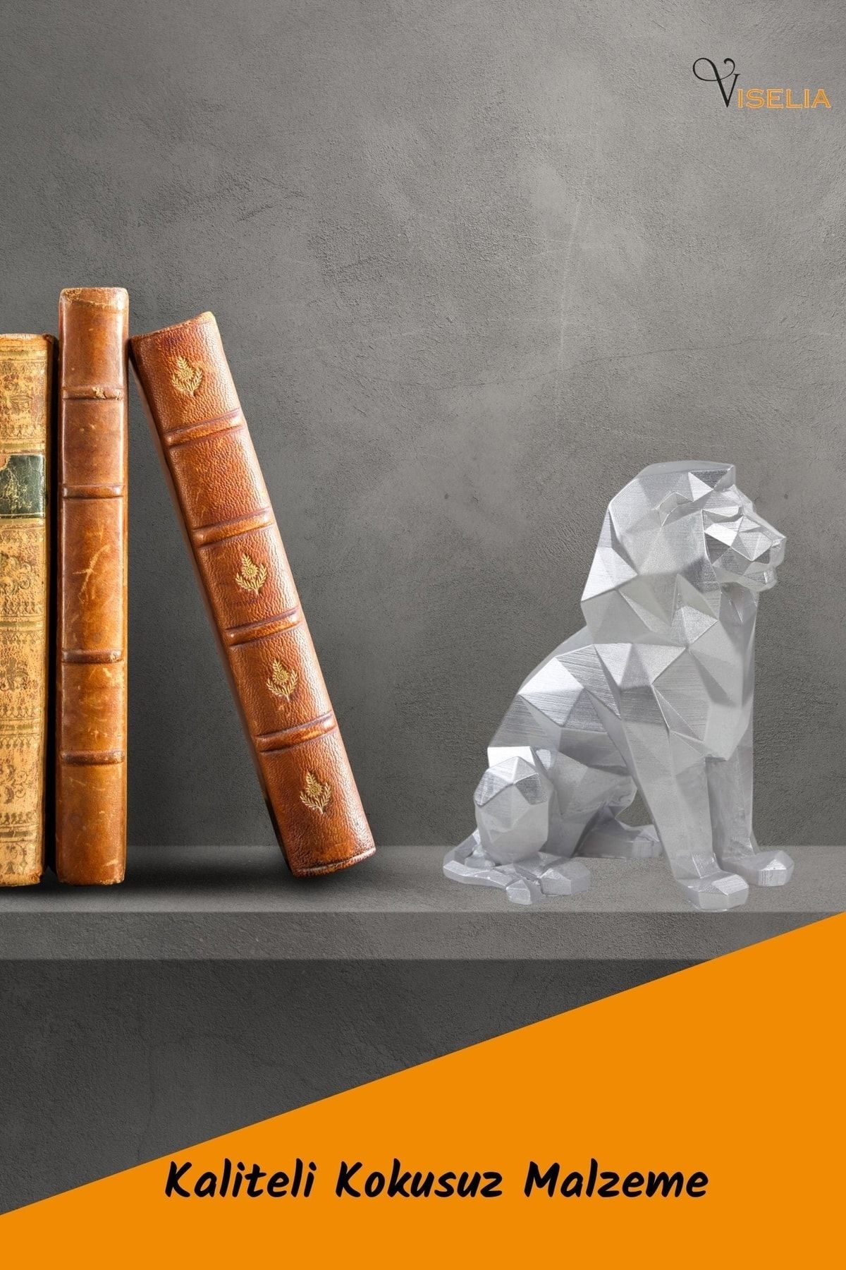 Dekoratif Aslan Biblo Heykel El Yapımı Hediyelik Süs Eşyası Poly Model Tasarım Ürünü