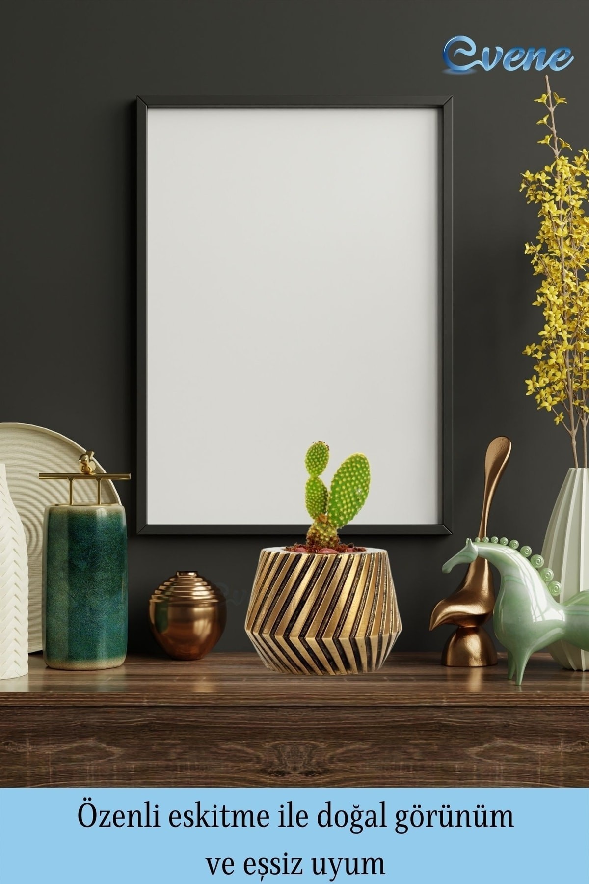 Saksı Çiçek Kaktüs Saksısı Lüx 15 Cm Altın Eskitme Varak Boya Mekanik Dişli Desen Saksı 2li Çiçeklik