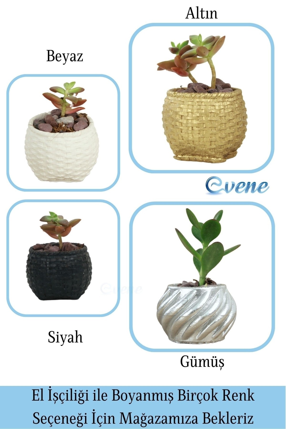 Mini Çiçek Saksı Küçük Sukulent Siyah Kaktüs Saksısı Sepet Örgü Saksı Model