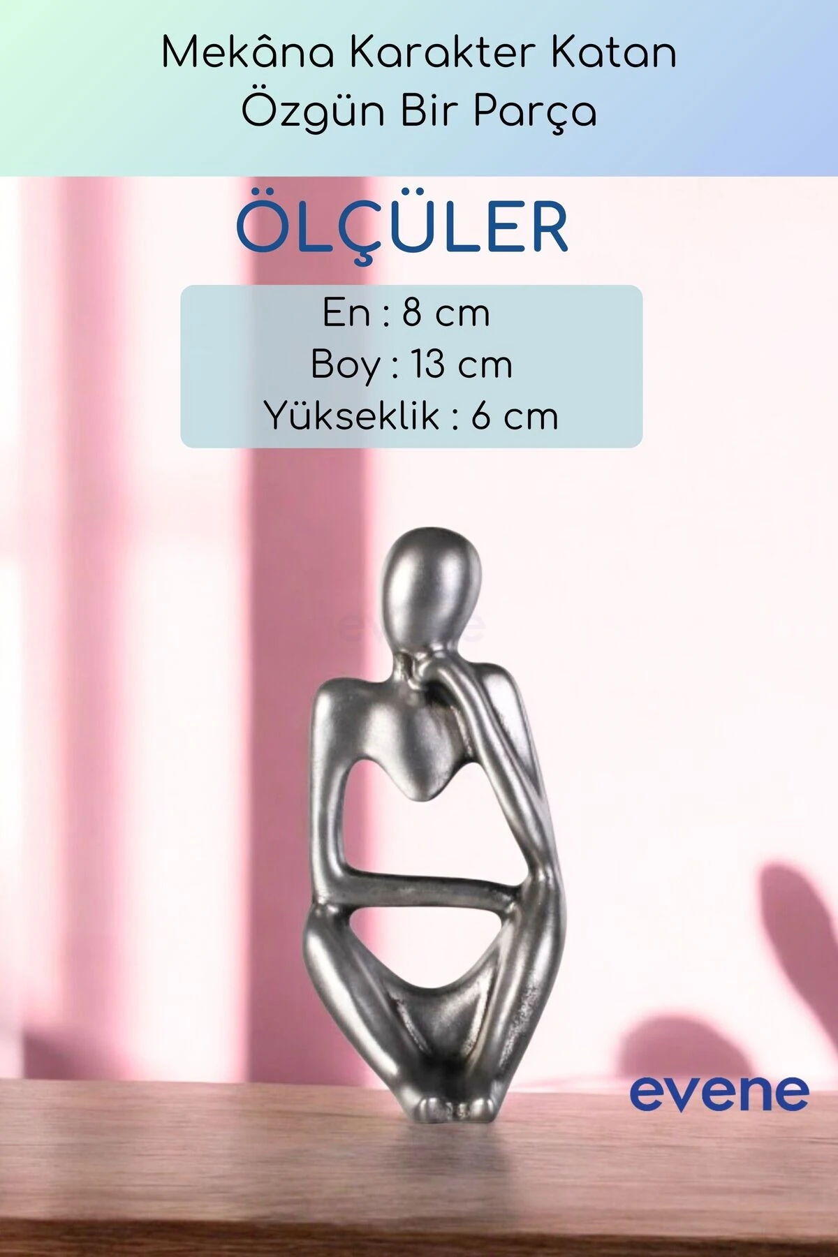 Dekoratif Obje Biblo Ev Dekorasyon Heykel Salon Masa Üstü Süs Eşyası Gümüş Eskitme Model 53