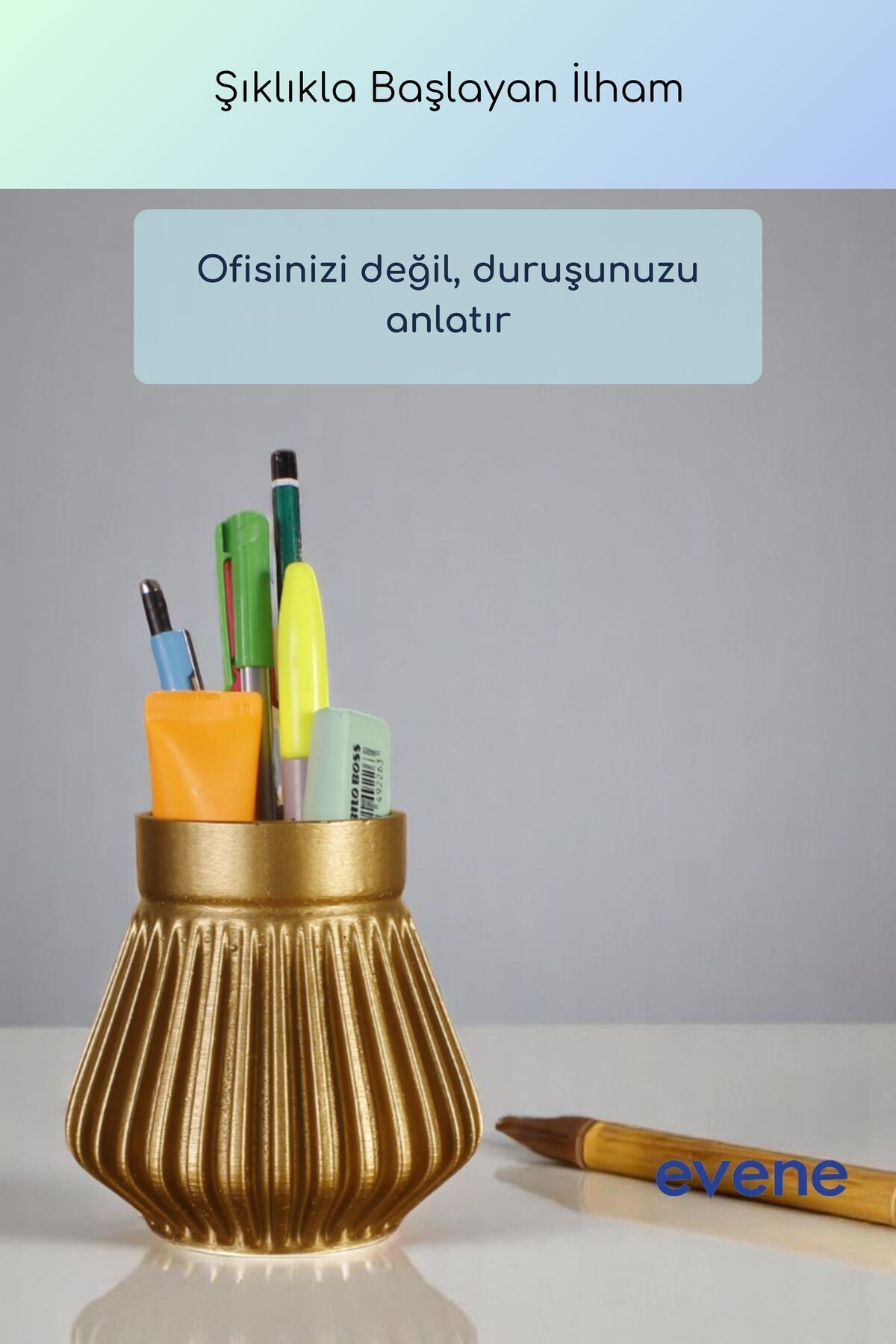 Kalemlik Masa Kalemliği Organizer Kalemlik Altın Renk Model 83