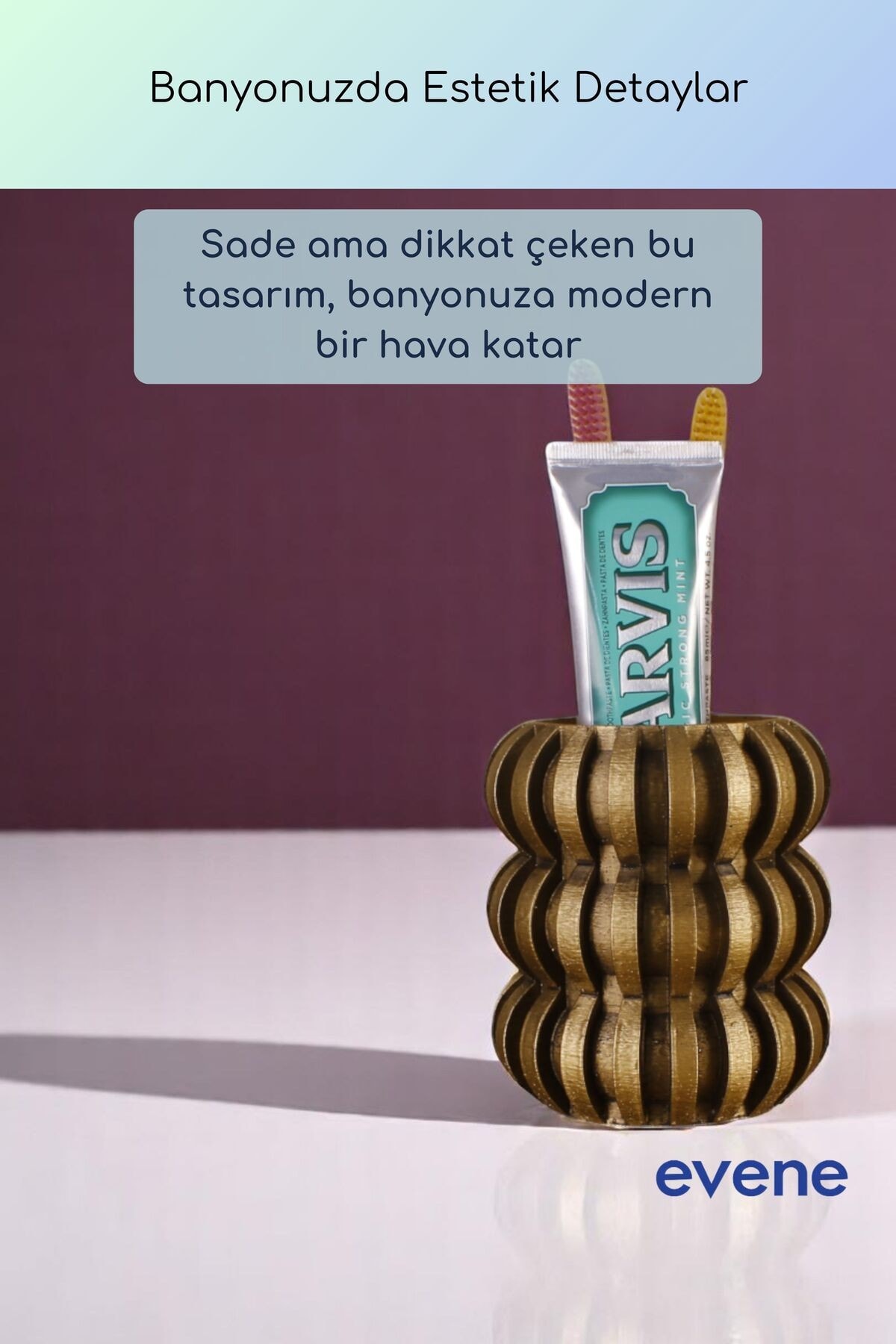 Diş Fırçalığı Diş Fırçalık Diş Fırçası Standı Diş Fırçası Tutucu Altın Eskitme Model 75