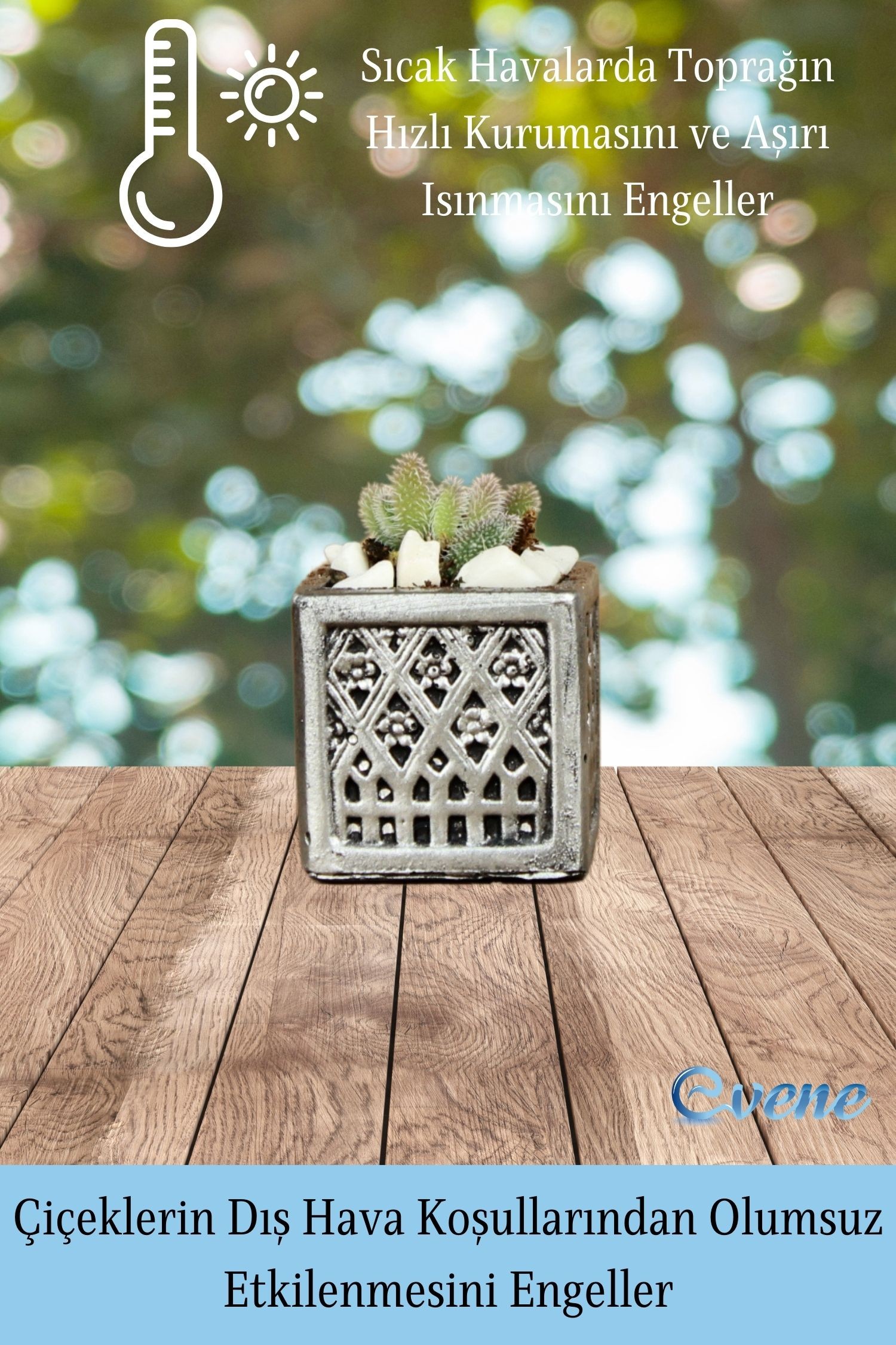 Mini Çiçek Saksısı Küçük Sukulent Gümüş Eskitme Kaktüs Saksı Mini Kare Model