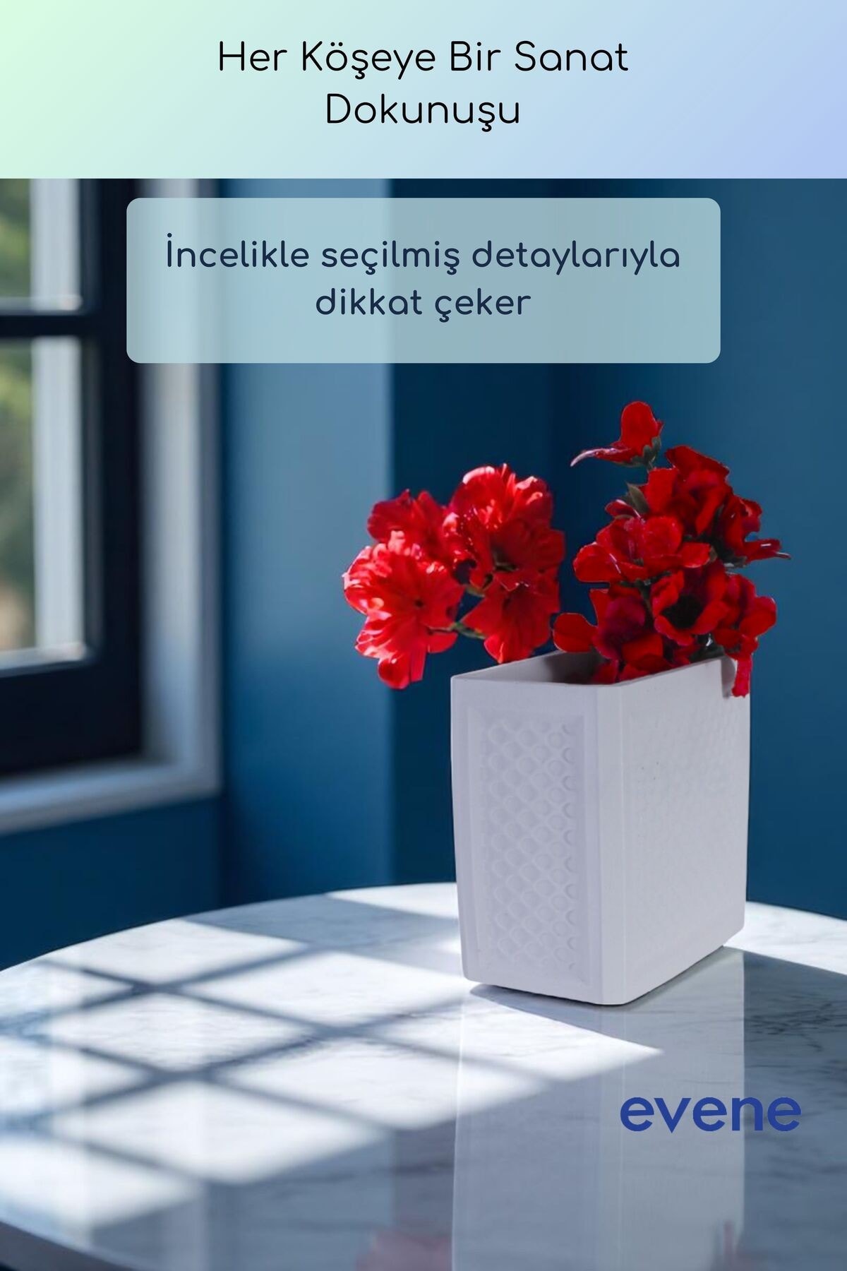 Vazo Küçük Vazo Masa Üstü Vazo Ev Dekorasyon Vazo Beyaz Renk Model 92