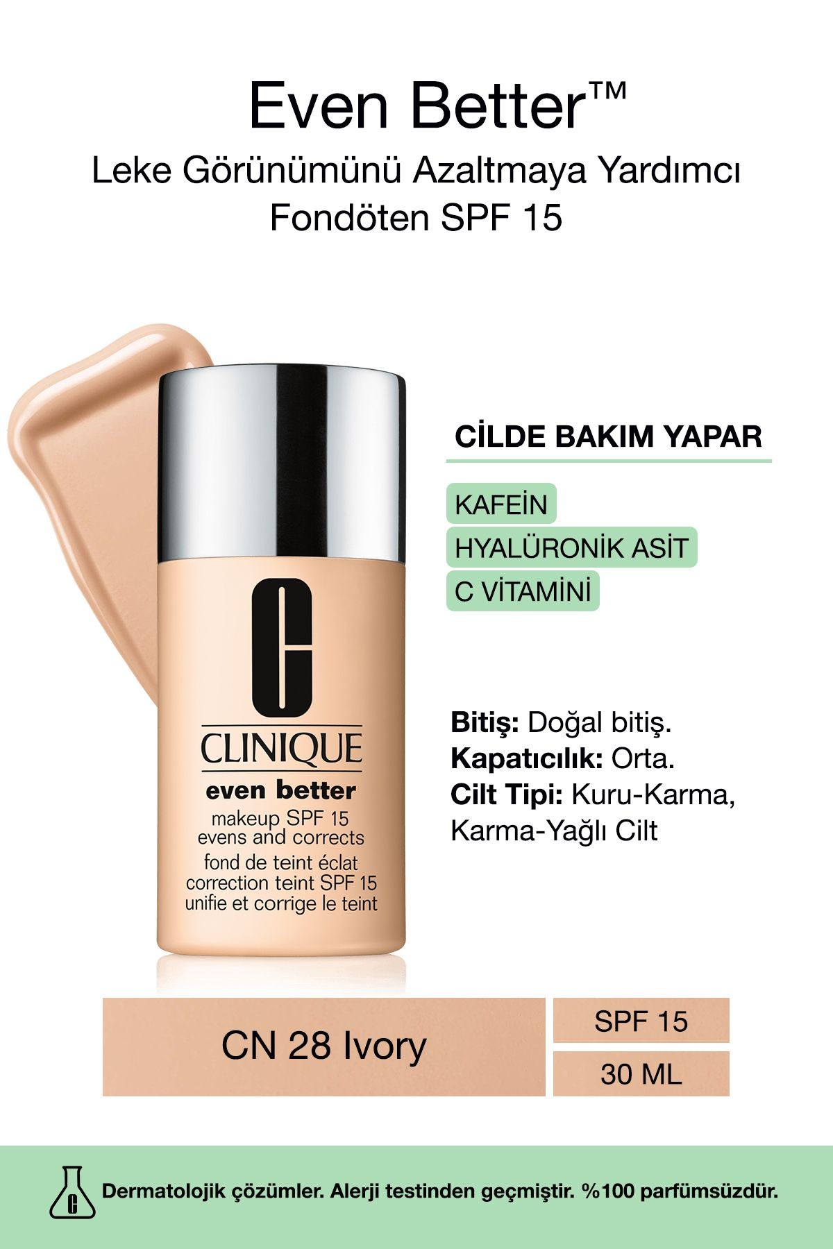Even Better™ Doğal Bitişli Fondöten SPF 15 - Renk: CN 28 Ivory 30ml | C Vitamini image