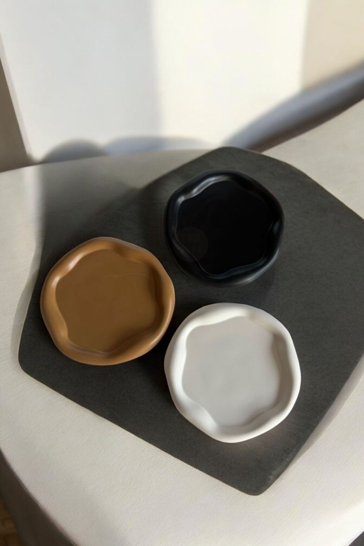 Sunumluk Takı Tabağı Dekoratif Tepsi Obje Seti 3 Parça Model 17 image