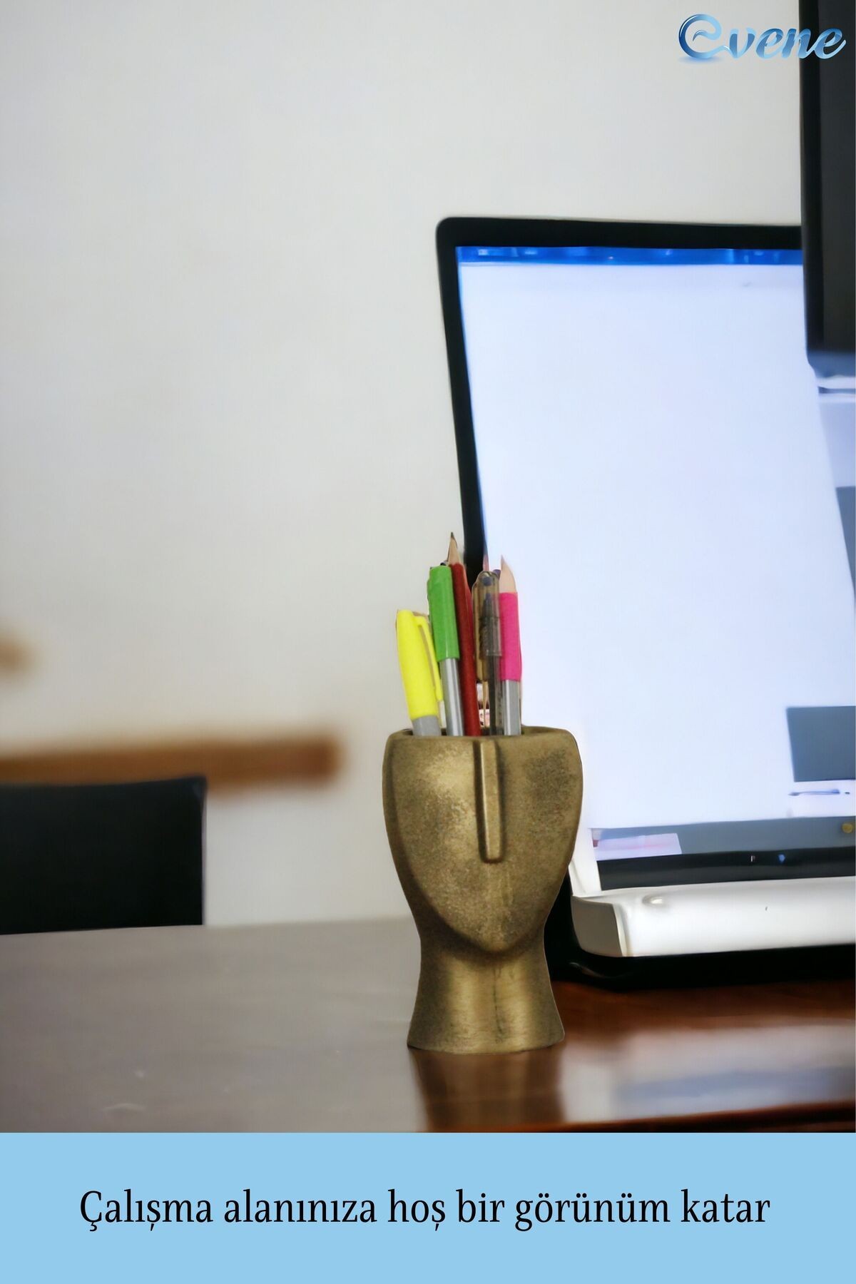 Kalemlik Altın Eskitme Renk Masa Kalemliği Organizer Kalemlik Model 23