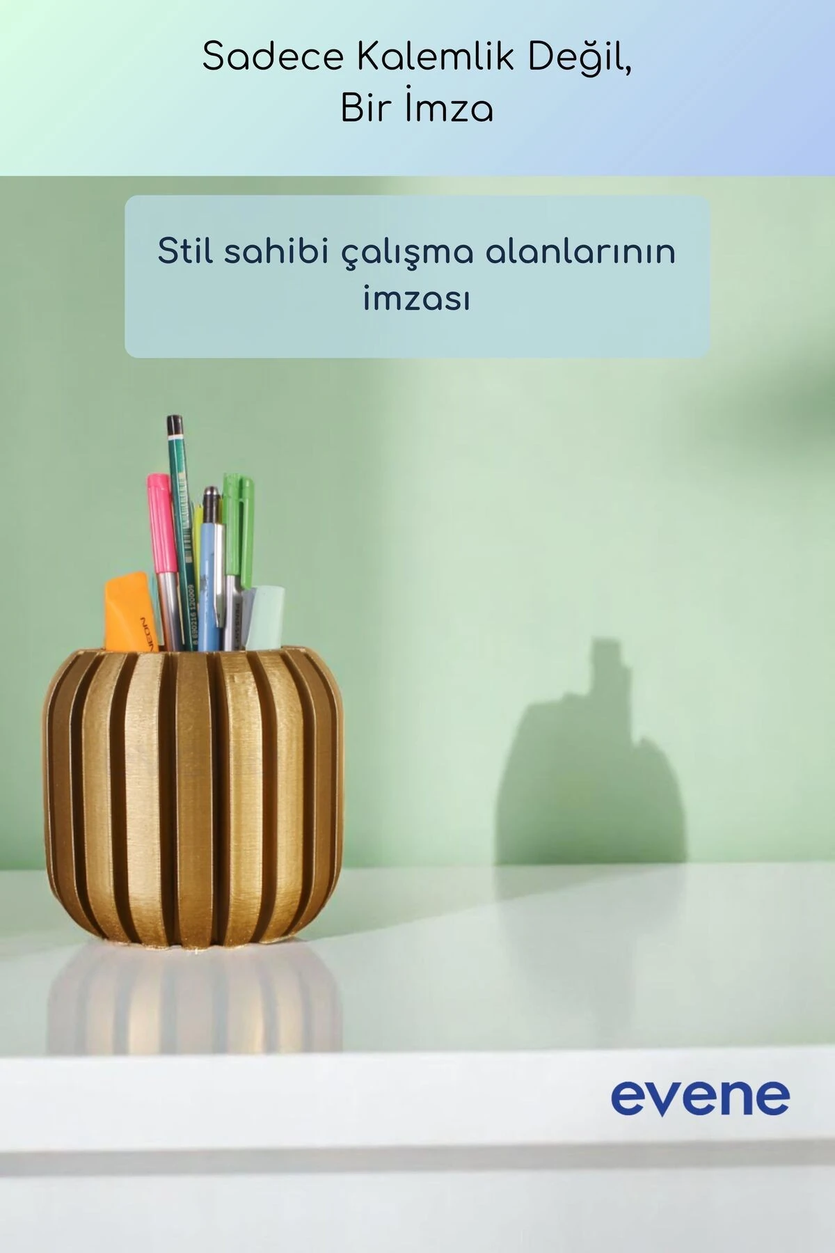 Kalemlik Masa Kalemliği Organizer Kalemlik Altın Renk Model 79