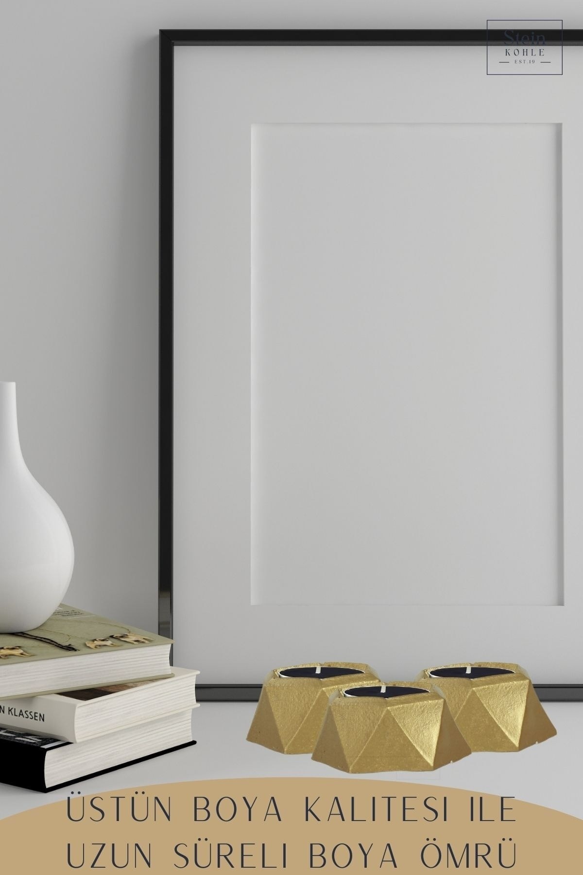 Şamdan Dekoratif Mumluk Altın Şamdan Tealight Mum Uyumlu Poly 2 Model