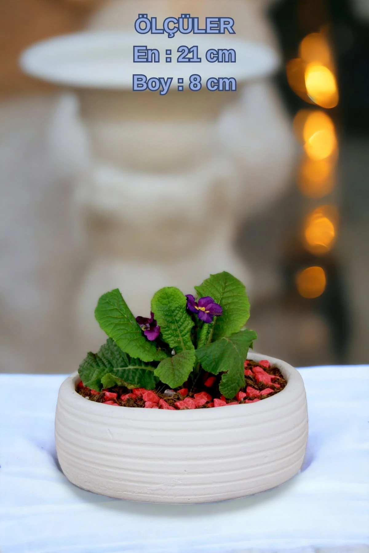 El Yapımı Saksı Beyaz Dekoratif Saksı Küçük Boy Model 4