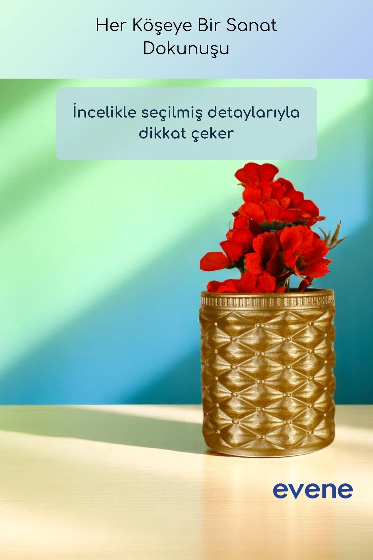 Vazo Küçük Vazo Masa Üstü Vazo Ev Dekorasyon Vazo Altın Renk Model 85