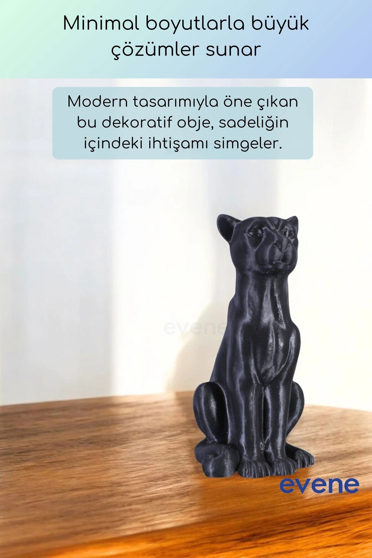 Dekoratif Obje Biblo Ev Dekorasyon Heykel Salon Masa Üstü Süs Eşyası Kedi Siyah Model 60