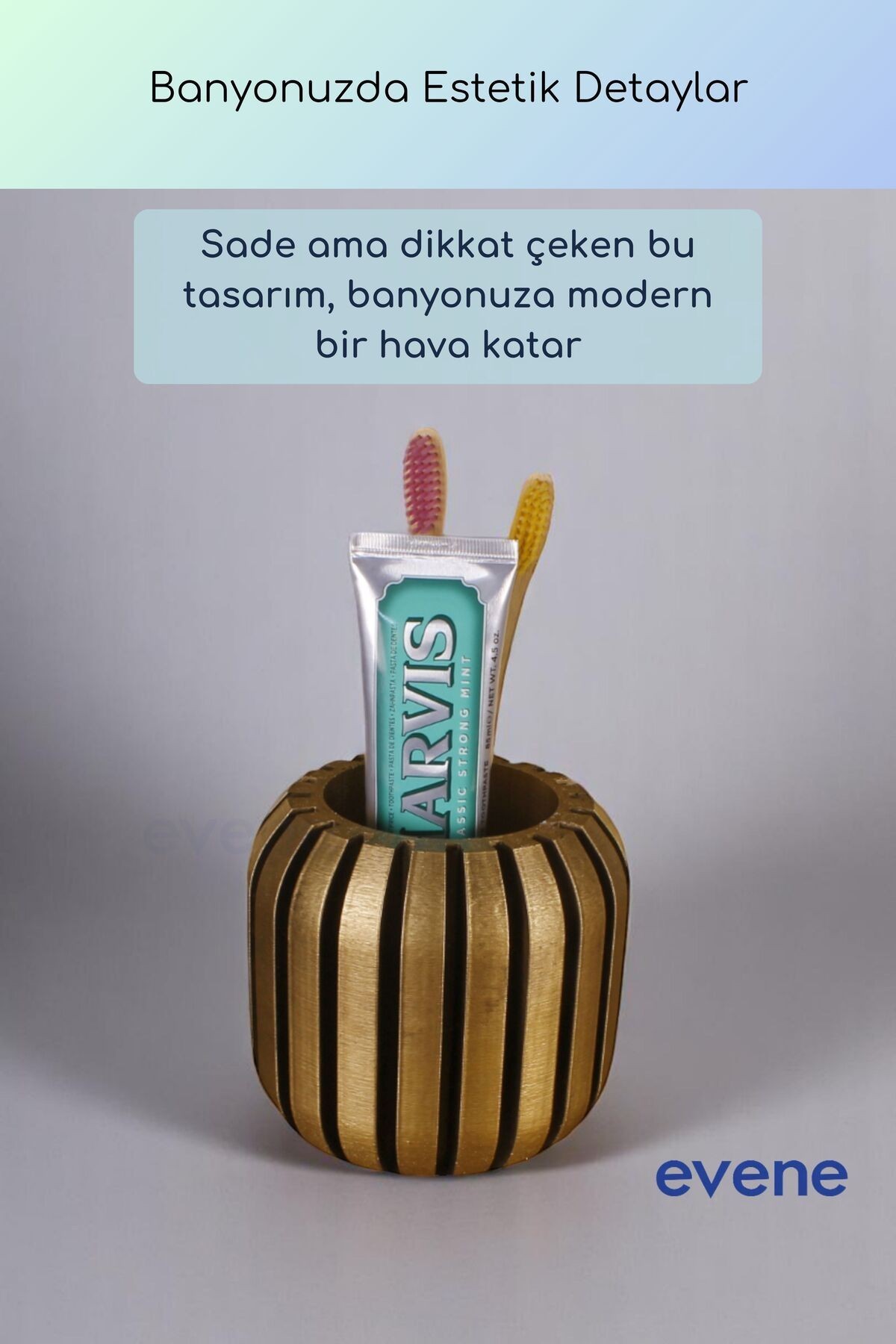 Diş Fırçalığı Diş Fırçalık Diş Fırçası Standı Diş Fırçası Tutucu Altın Eskitme Model 79