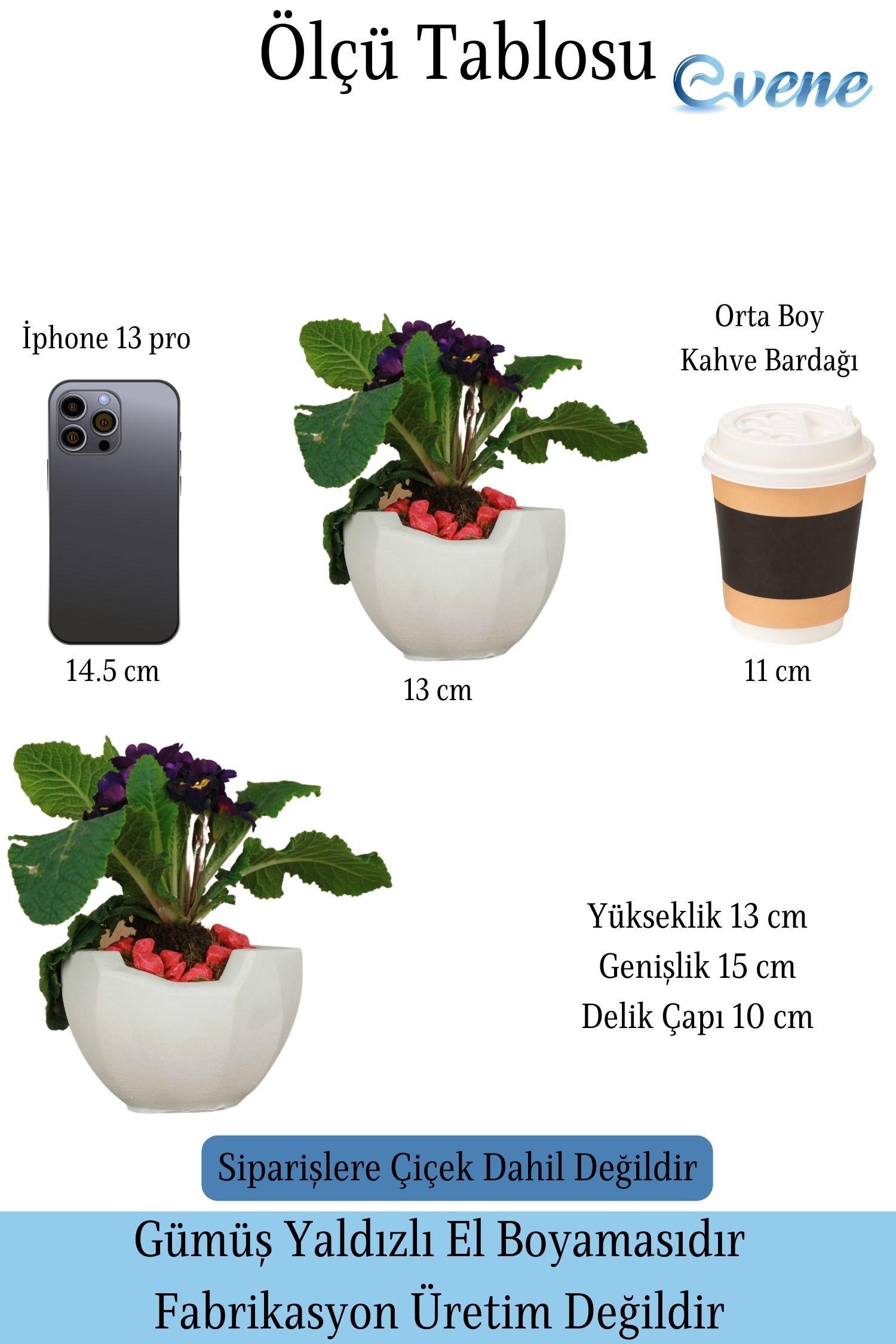 Çiçek Saksısı Beyaz Beton Saksı Model Önü Açık