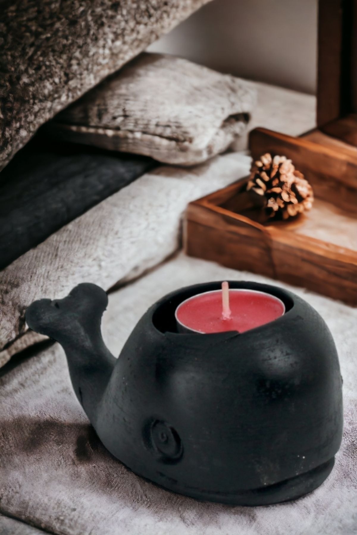 Şamdan Mumluk Siyah Tealight ve Şamdan Mum Uyumlu Model 6
