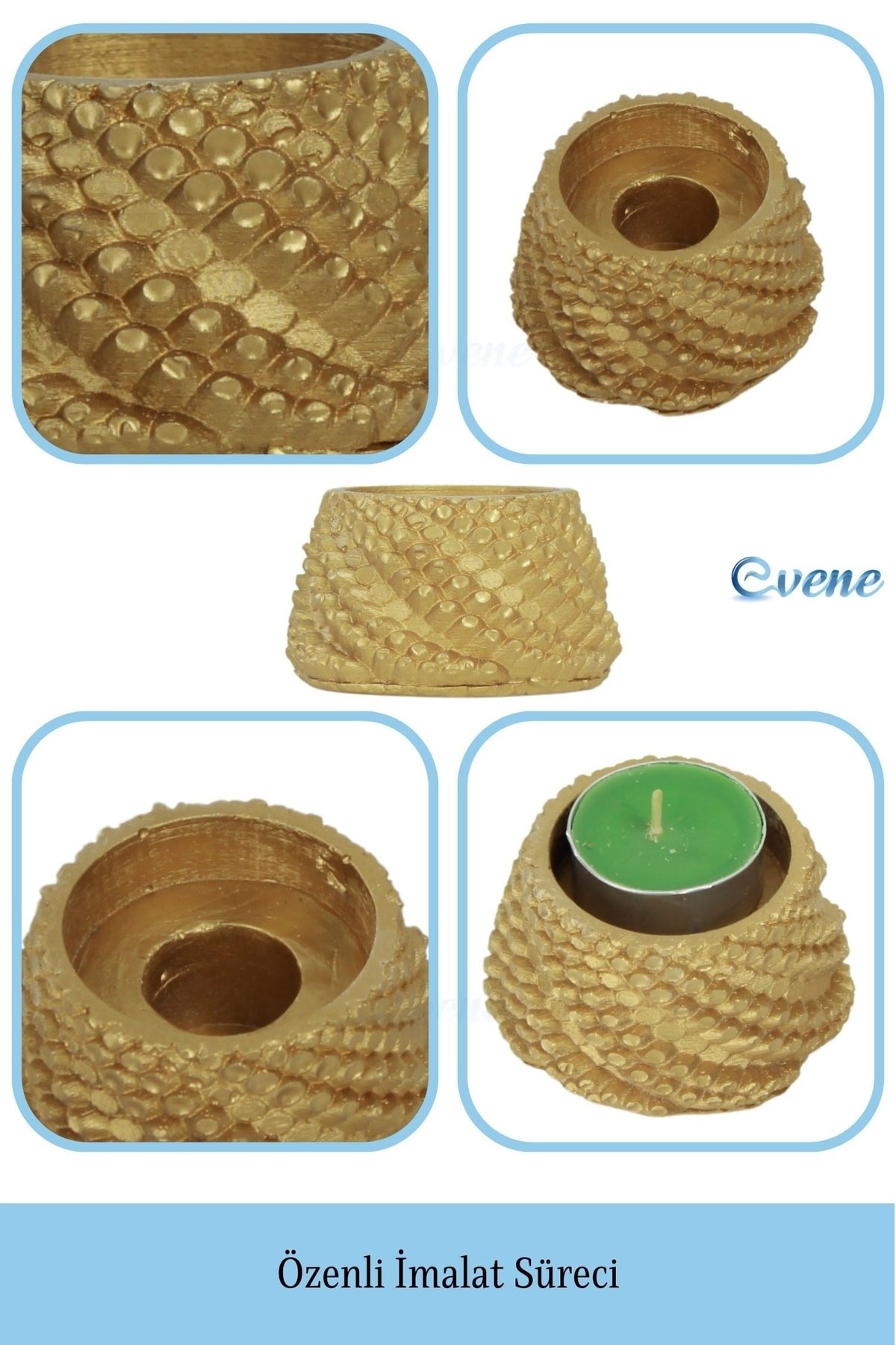 Gümüş Eskitme Mumluk Şamdan 3 Adet Tealight Uyumlu Üçlü Tekerlek Model