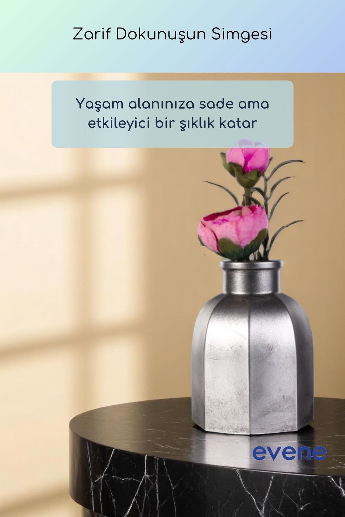Vazo Küçük Vazo Masa Üstü Vazo Ev Dekorasyon Vazo Gümüş Eskitme Renk Model 53