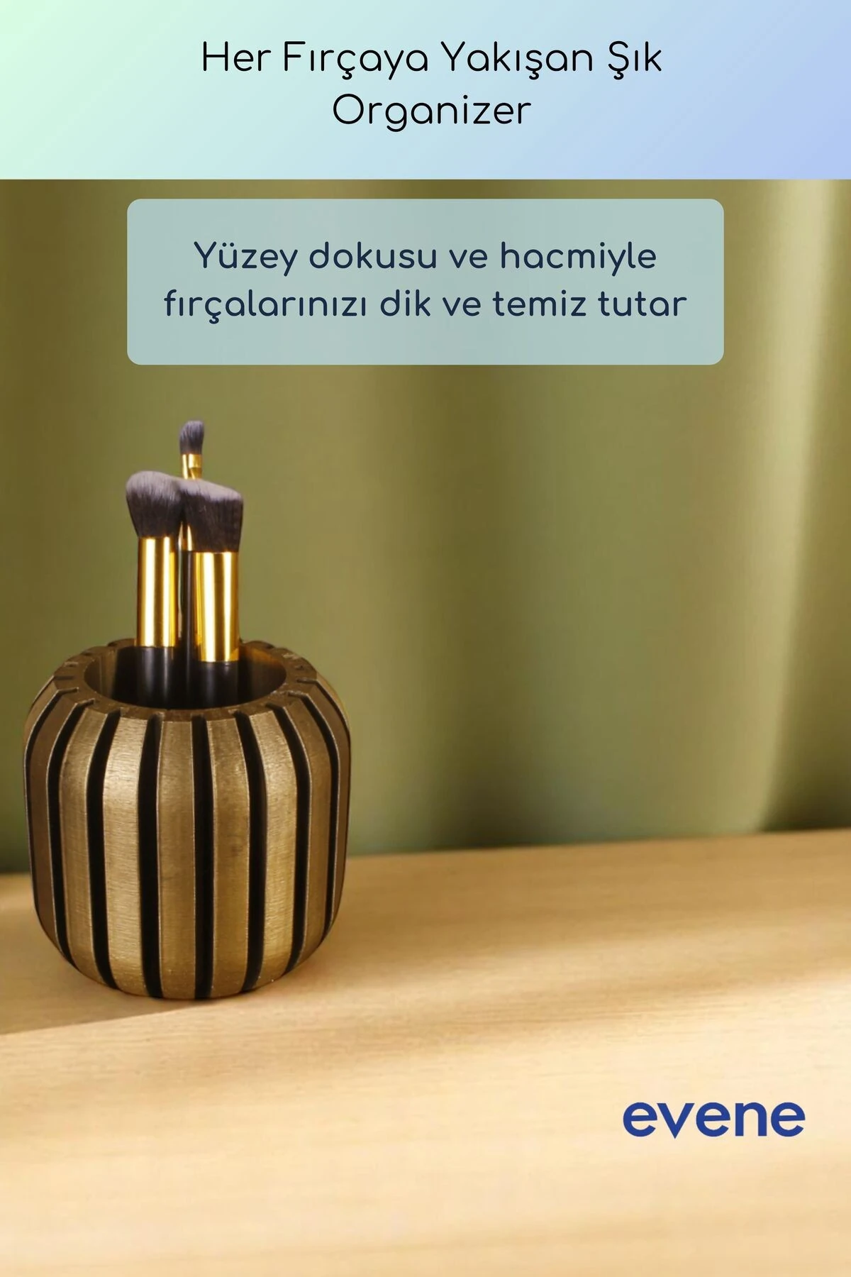 Makyaj Organizeri Makyaj Fırçalığı Makyaj Organizer Düzenleyici Altın Eskitme Renk Model 79