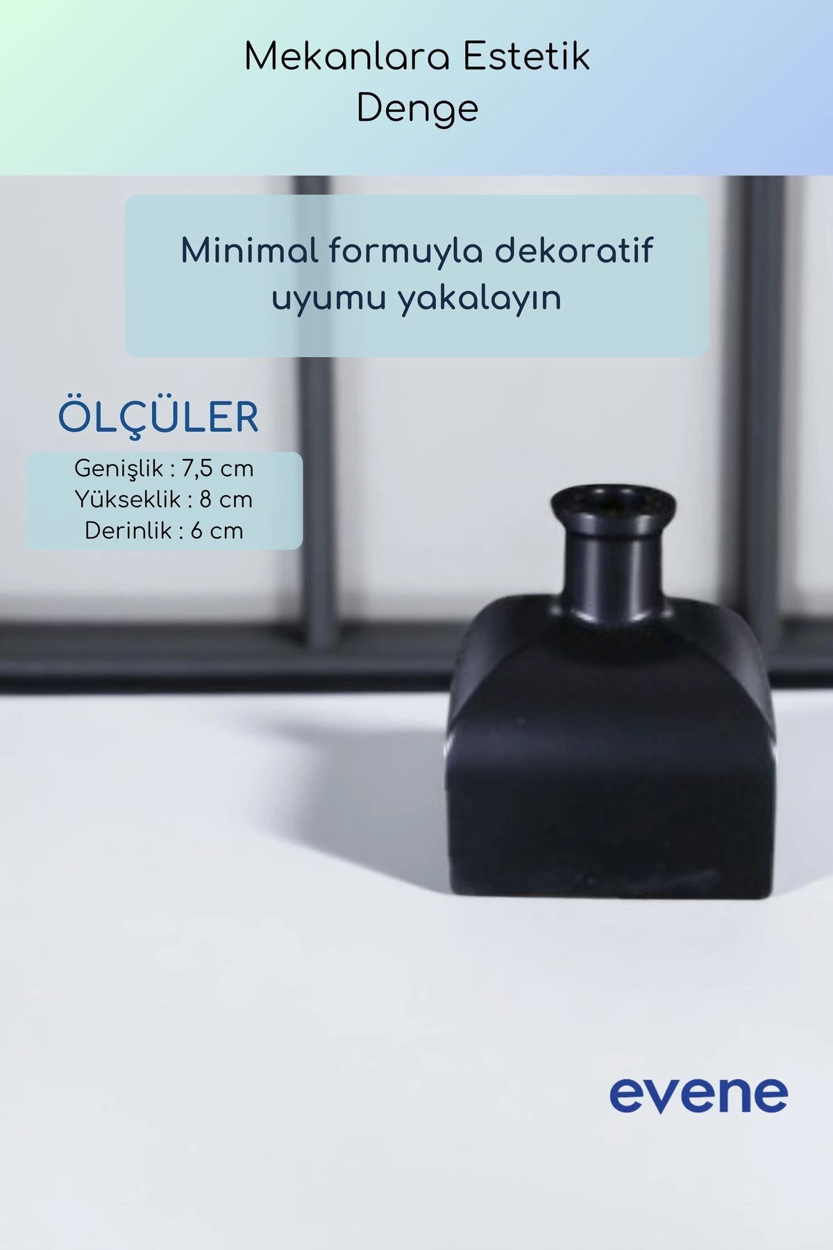 Vazo Küçük Vazo Masa Üstü Vazo Ev Dekorasyon Vazo Siyah Renk Model 62