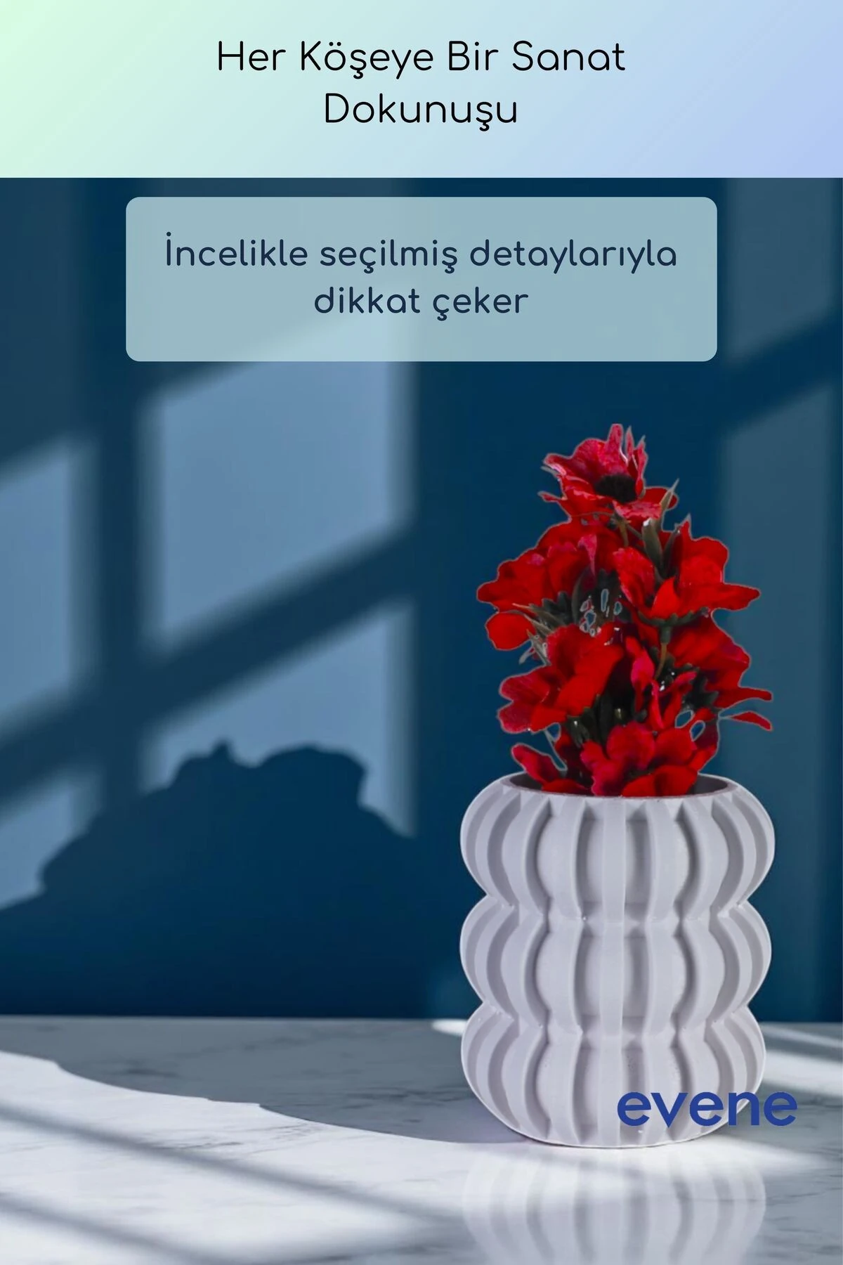 Vazo Küçük Vazo Masa Üstü Vazo Ev Dekorasyon Vazo Beyaz Renk Model 75