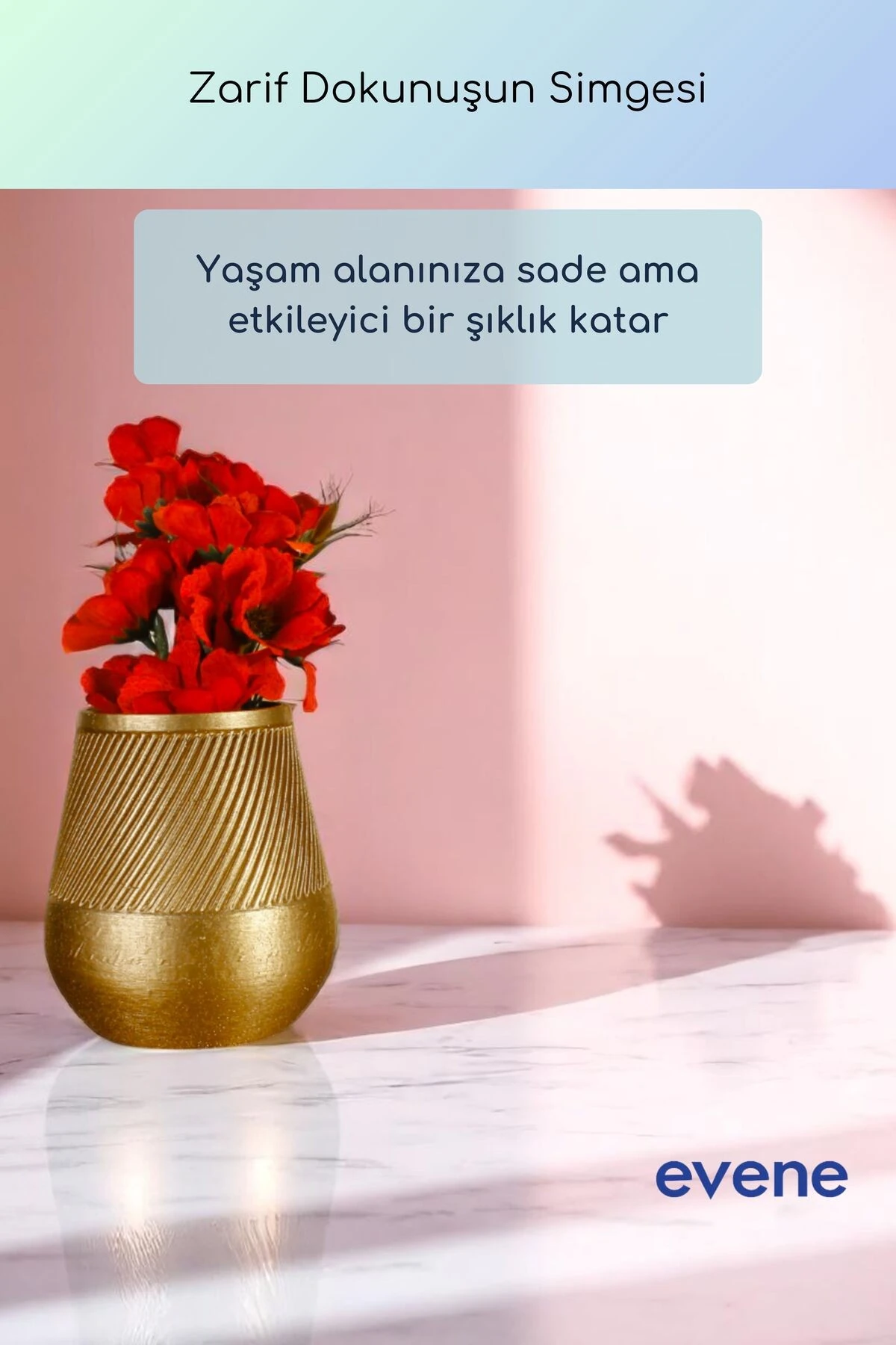 Vazo Küçük Vazo Masa Üstü Vazo Ev Dekorasyon Vazo Altın Renk Model 89