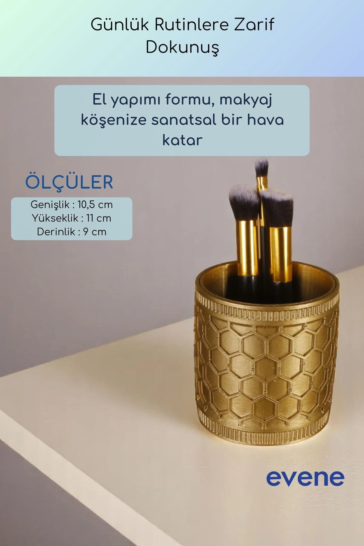 Makyaj Organizeri Makyaj Fırçalığı Makyaj Organizer Düzenleyici Altın Renk Model 81