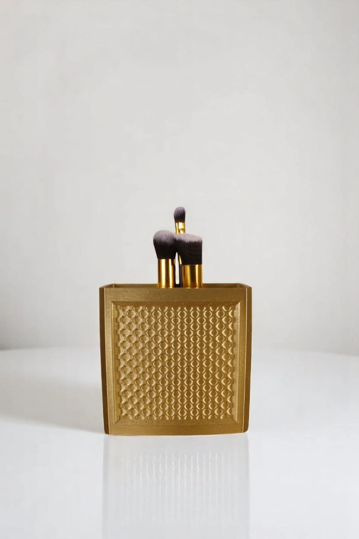 Makyaj Organizeri Makyaj Fırçalığı Makyaj Organizer Düzenleyici Altın Renk Model 92 image