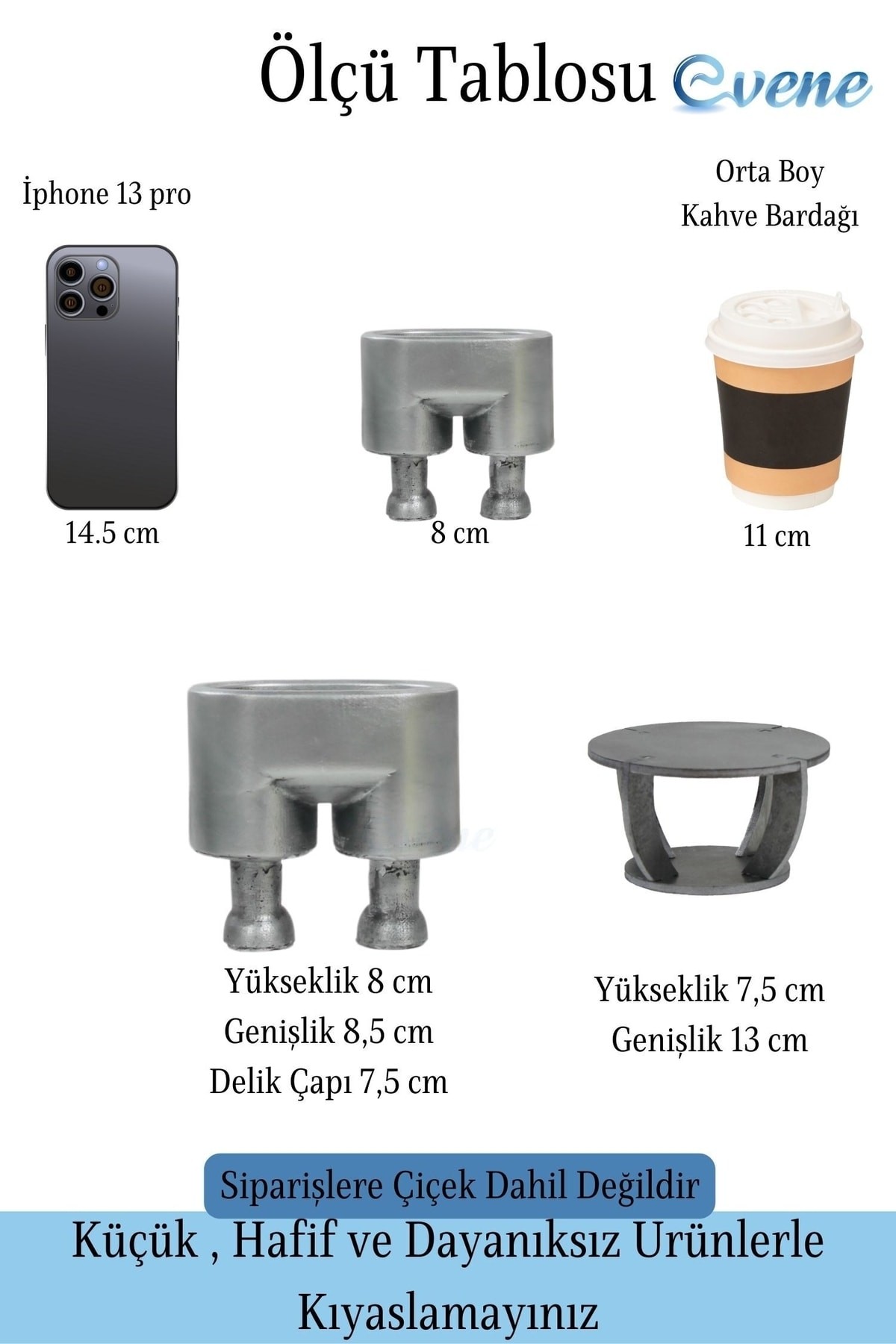 Ahşap Ayaklı Beton Saksı Dekoratif 1 Adet Gümüş Varak Boyalı Eskitmeli Pantolon Model
