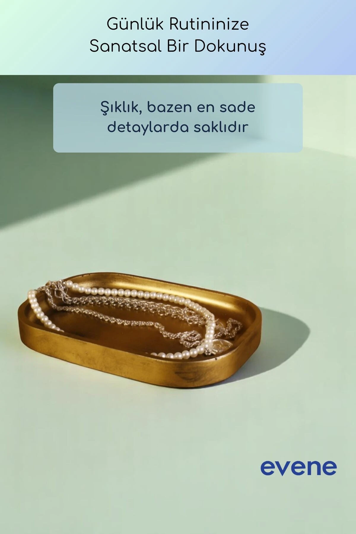 Takı Organizer Makyaj Düzenleyici Kozmetik Organizer Dekoratif Tabak Altın Eskitme Renk Model 35