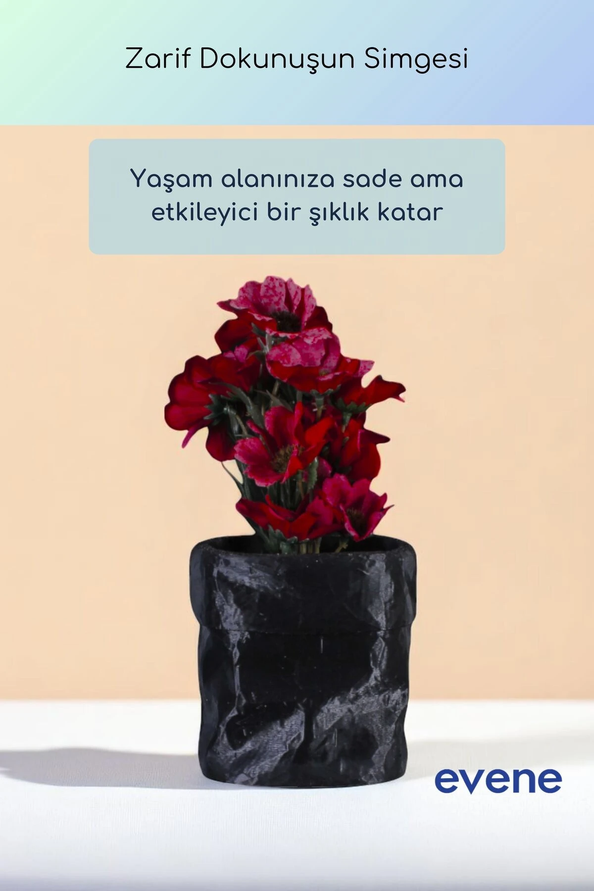 Vazo Küçük Vazo Masa Üstü Vazo Ev Dekorasyon Vazo Siyah Renk Model 80