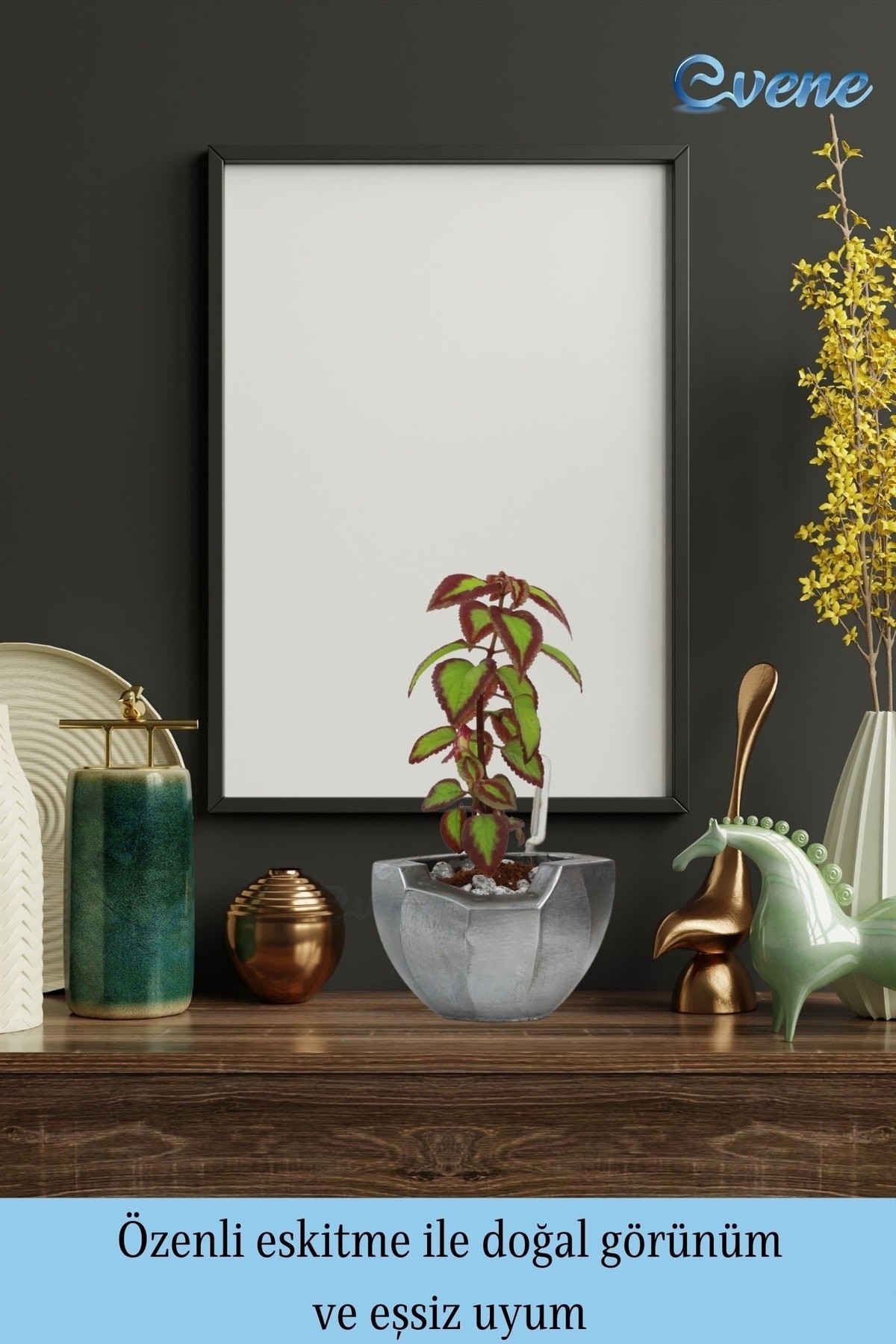 Saksı Çiçek Kaktüs Saksısı Lüx 15 Cm Gümüş Eskitme Varak Boyalı Önü Açık Desen Saksı Çiçeklik