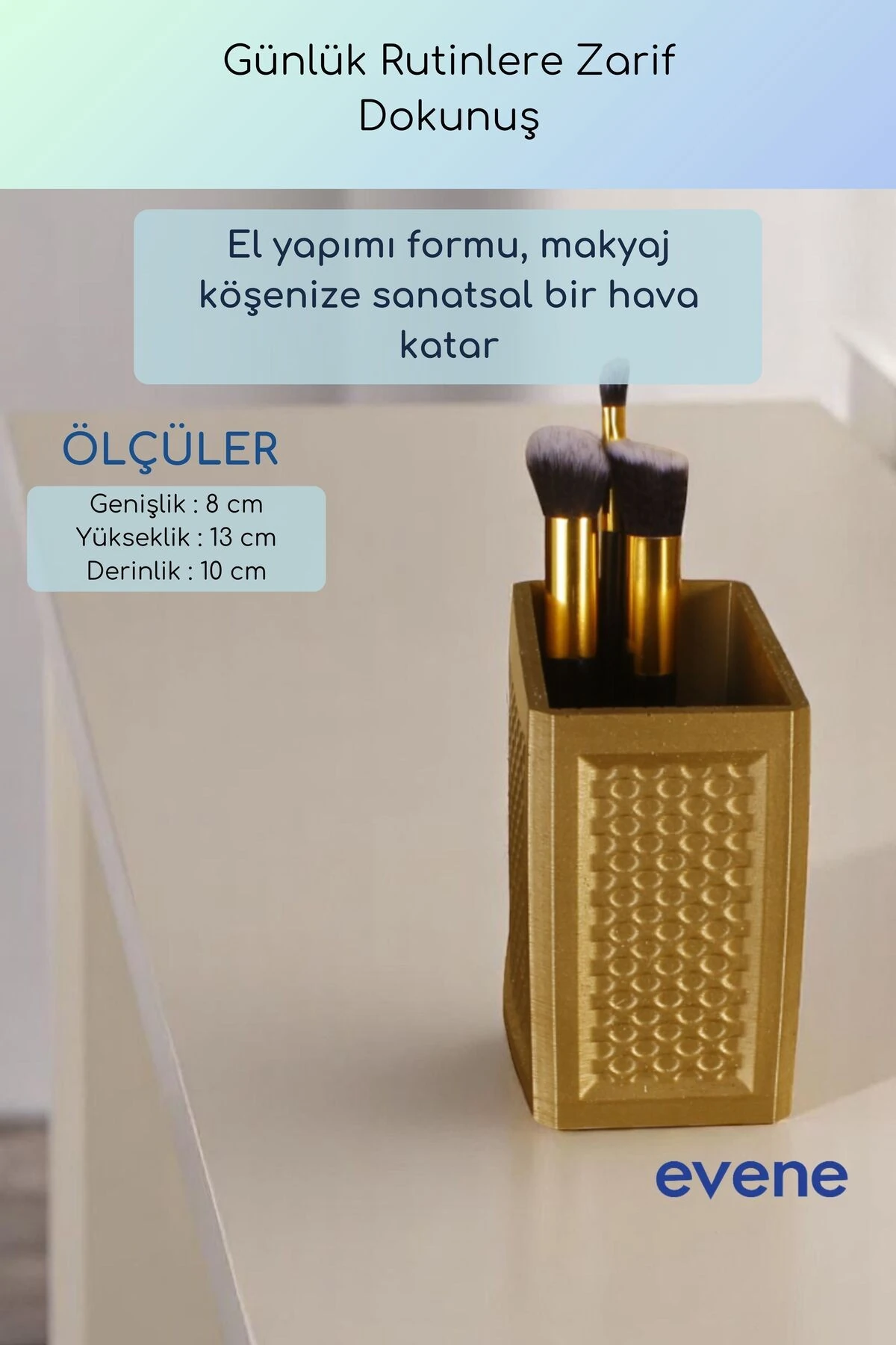Makyaj Organizeri Makyaj Fırçalığı Makyaj Organizer Düzenleyici Altın Renk Model 92
