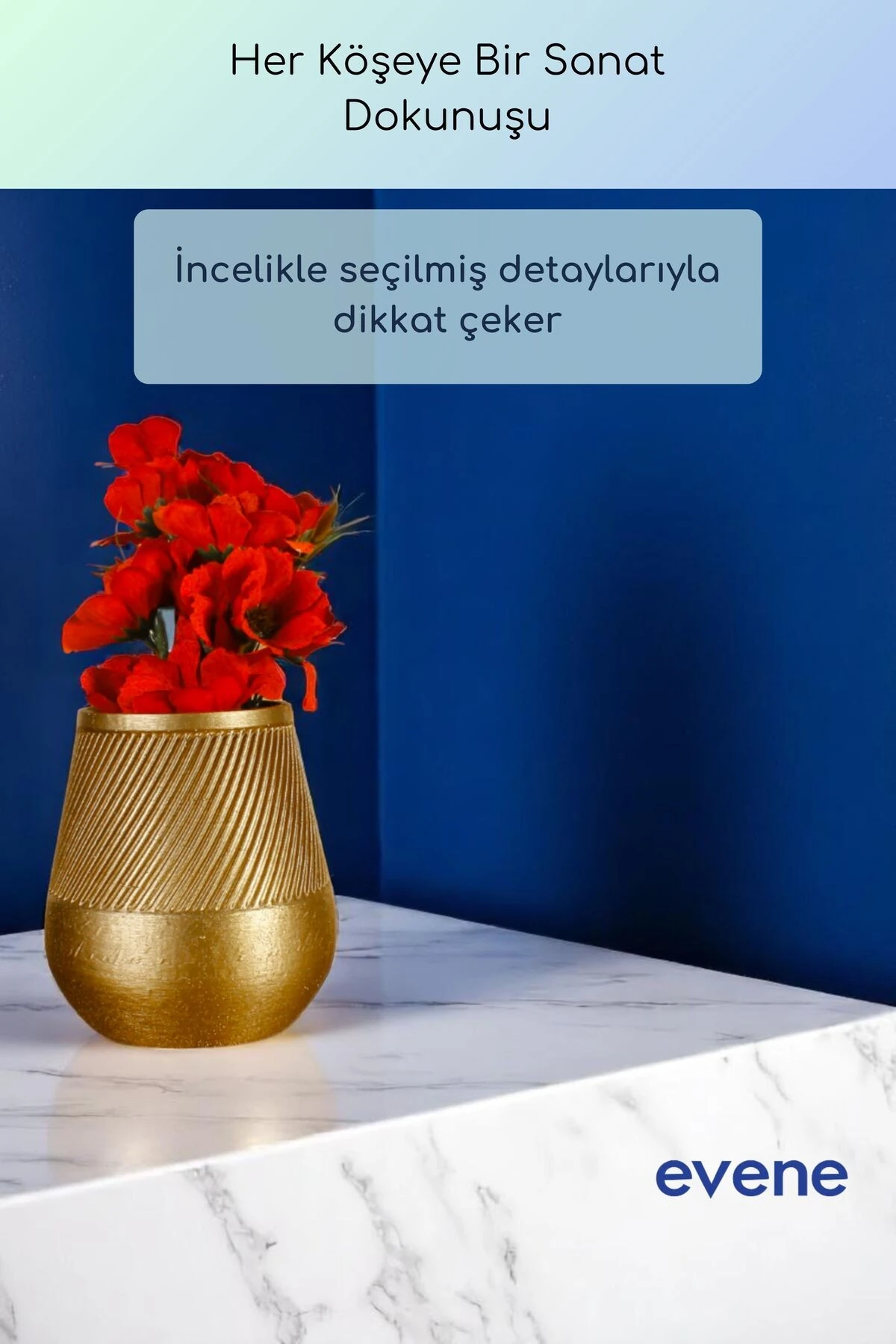 Vazo Küçük Vazo Masa Üstü Vazo Ev Dekorasyon Vazo Altın Renk Model 89