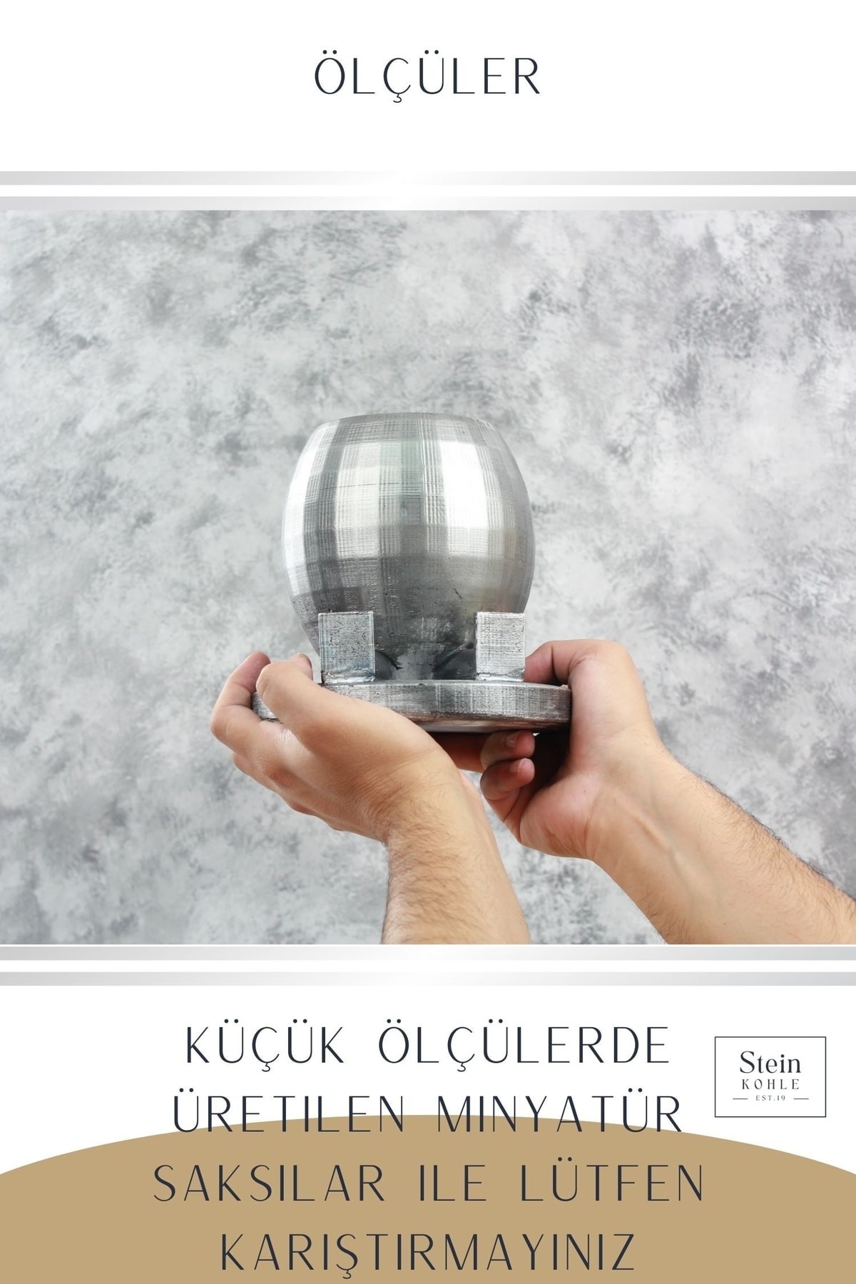 Çiçek Saksısı Büyük Boy 2 Adet Gümüş Renk Eskitme Uygulamalı Ayaklı Yuvarlak Model
