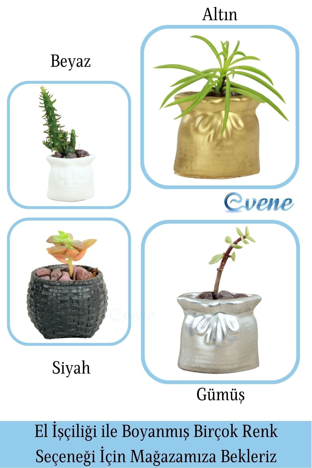 Mini Çiçek Saksı Küçük Sukulent Gümüş Kaktüs Saksısı Kese Model