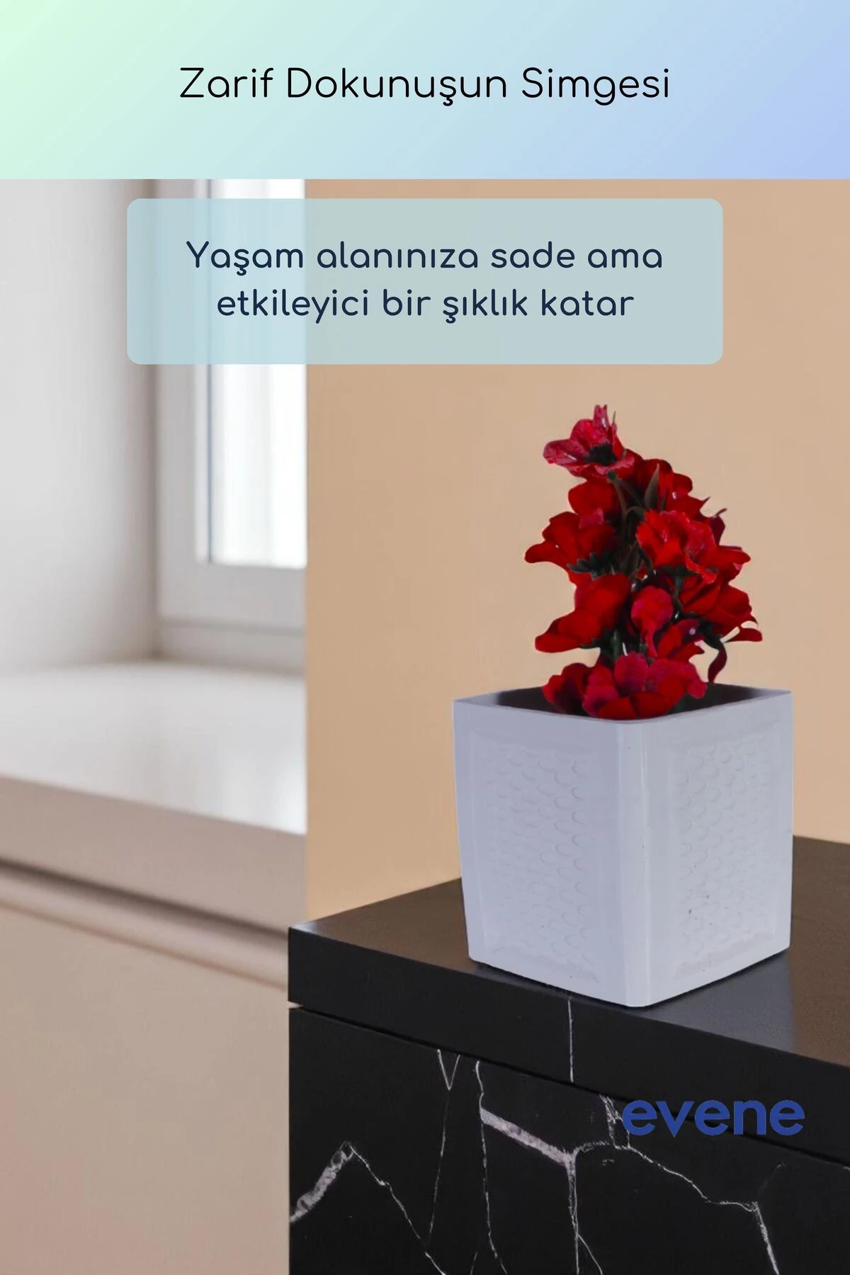 Vazo Küçük Vazo Masa Üstü Vazo Ev Dekorasyon Vazo Beyaz Renk Model 86