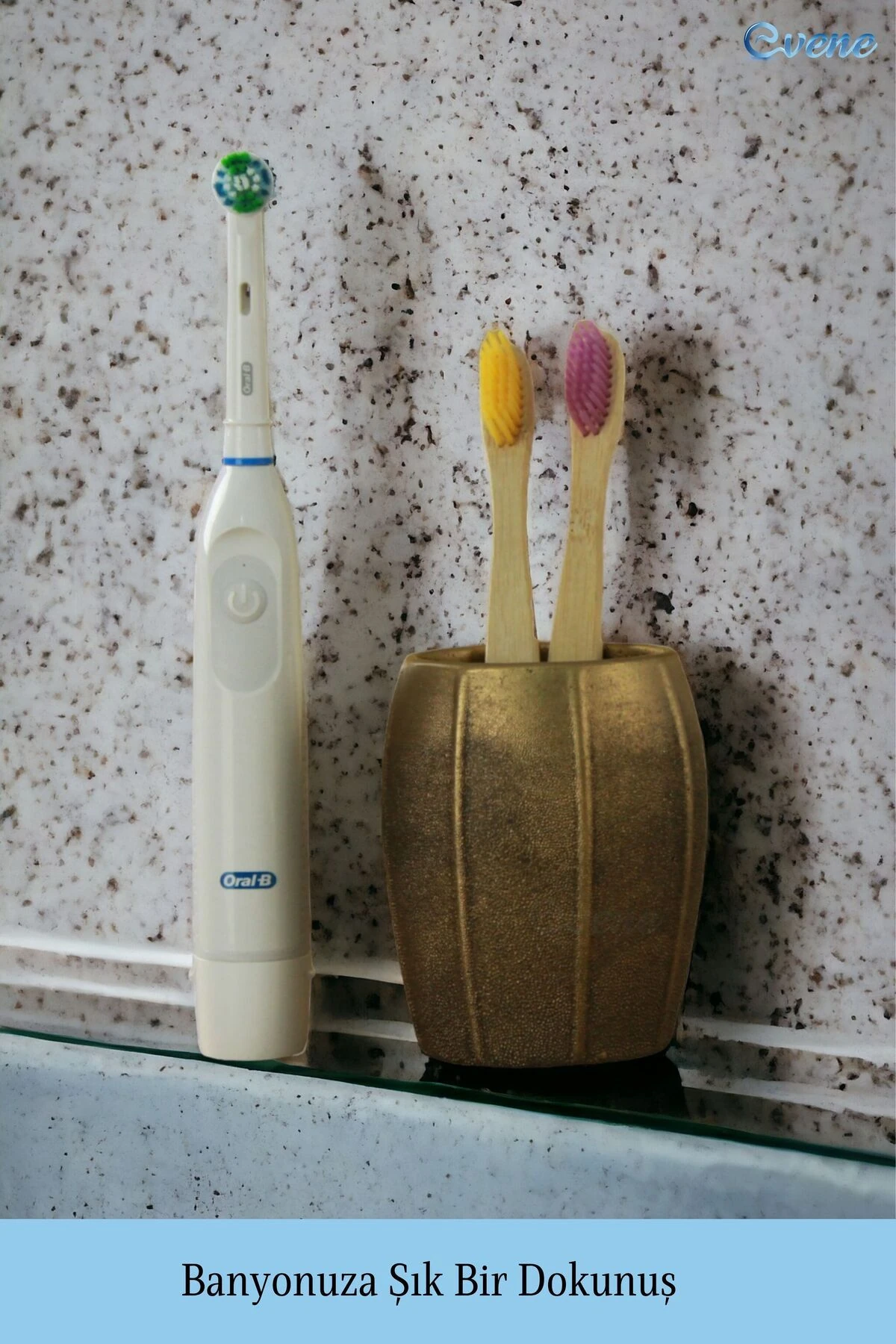 Diş Fırçalığı Diş Fırçalık Diş Fırçası Standı Diş Fırçası Tutucu Altın Eskitme Model 13