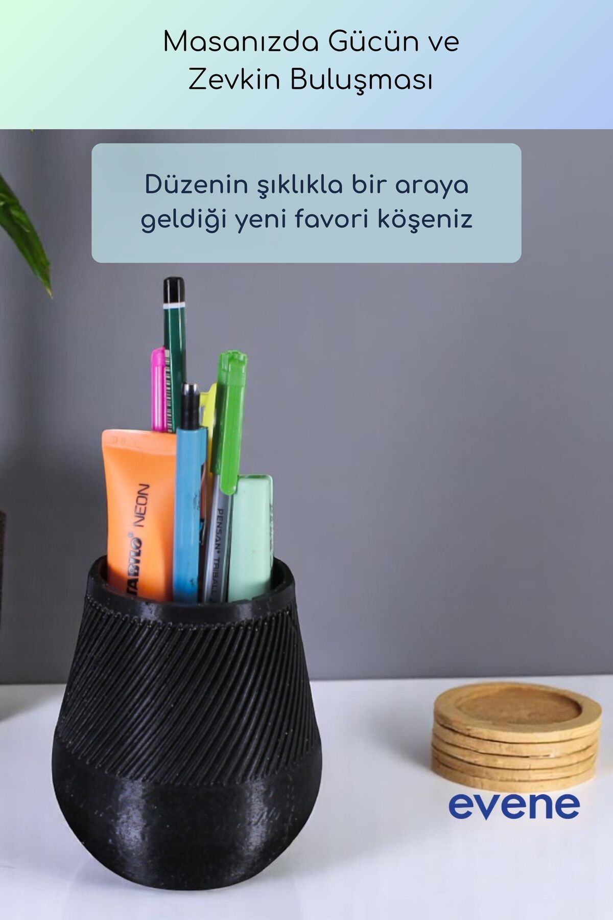 Kalemlik Masa Kalemliği Organizer Kalemlik Siyah Renk Model 89