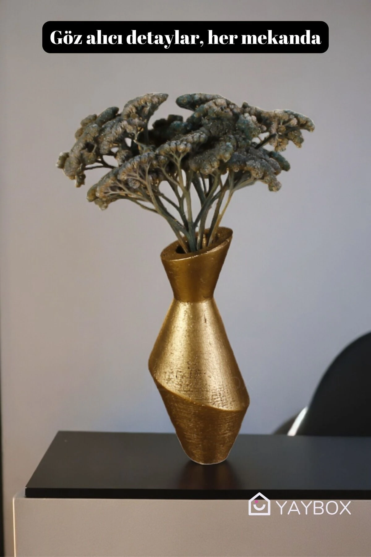 Dekoratif Vazo El Yapımı Altın Eskitme Renk Model 2