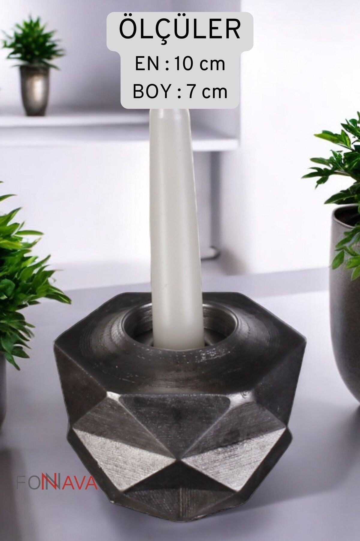 Şamdan Mumluk Dekoratif Mumluk Tealight Mumluk Gümüş Eskitme Renk Model 45
