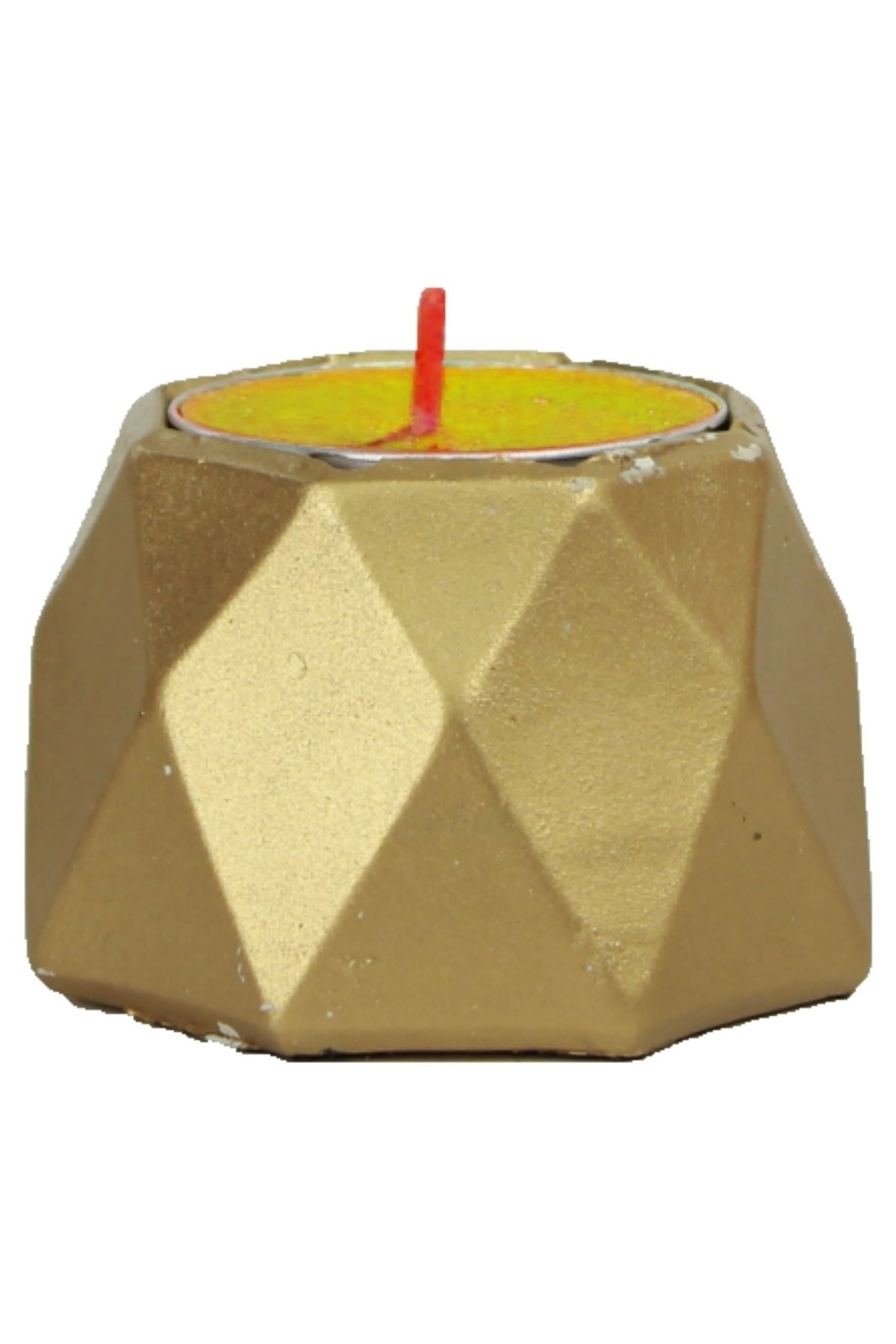 Altın Mumluk Şamdan Tealight Mum Uyumlu Poly Küçük 1 Model