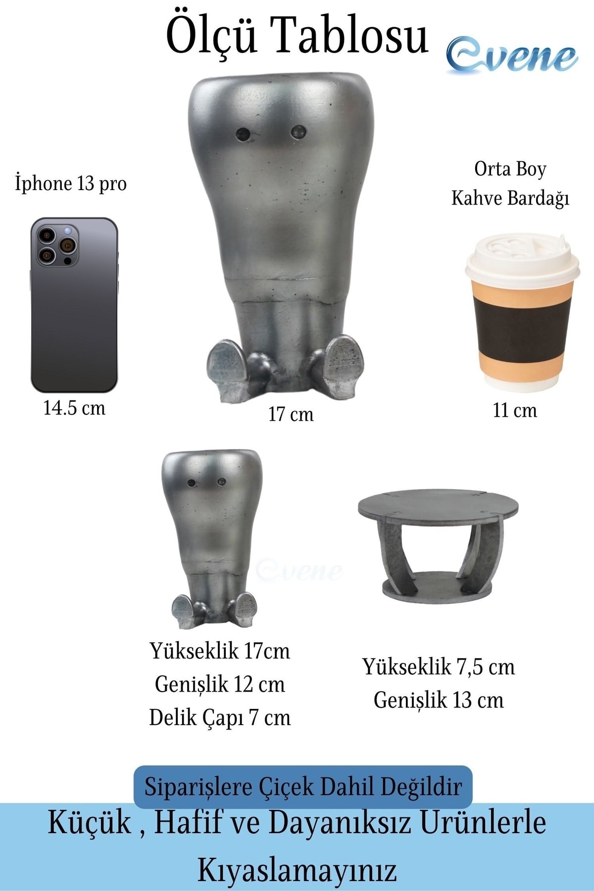 Ahşap Ayaklı Beton Saksı Dekoratif 1 Adet Gümüş Varak Boyalı Eskitmeli Havuç Model