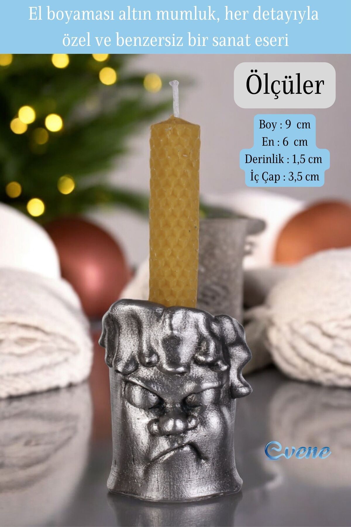 Gümüş Eskitme Mumluk Şamdan Ince Mum Uyumlu Model 4
