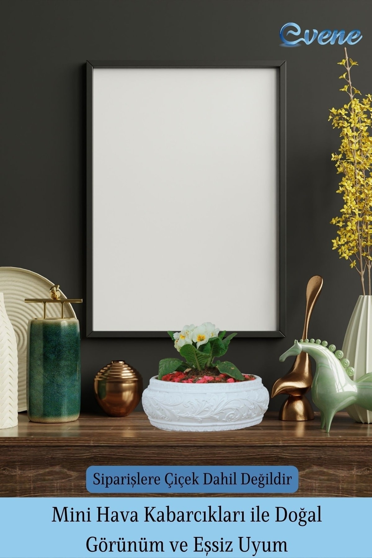 Çiçek Saksısı Beyaz Büyük Beton Saksı Model5