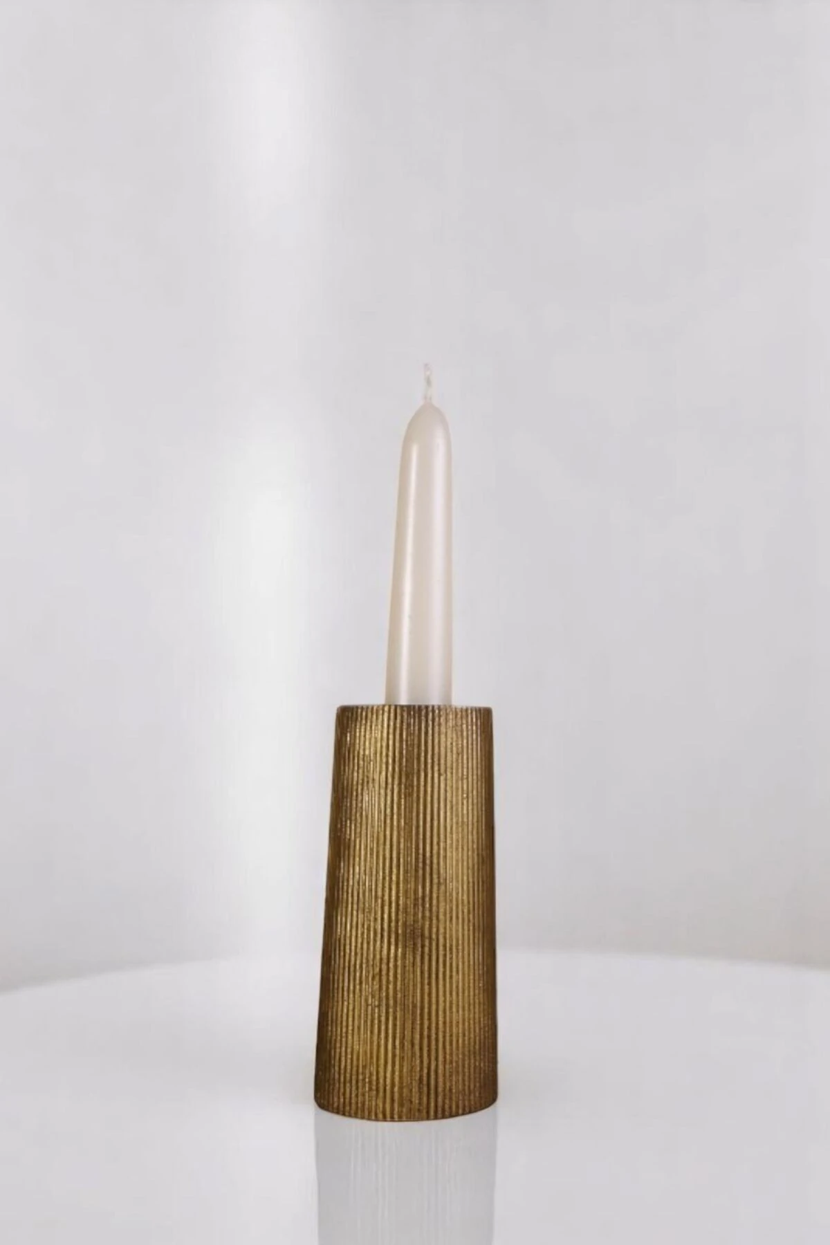 Mumluk Şamdan Ince Mum Uyumlu Altın Eskitme Renk Model 60 image