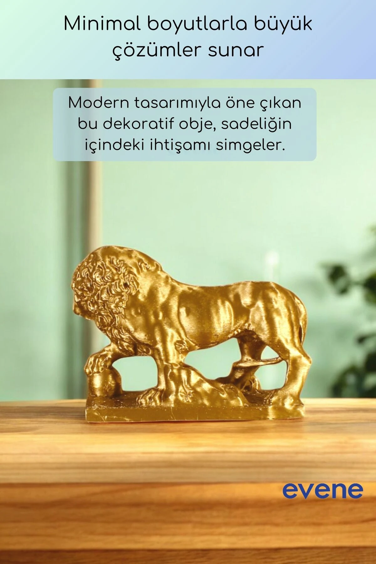 Dekoratif Obje Biblo Ev Dekorasyon Heykel Salon Masa Üstü Süs Eşyası Aslan Altın Model 61
