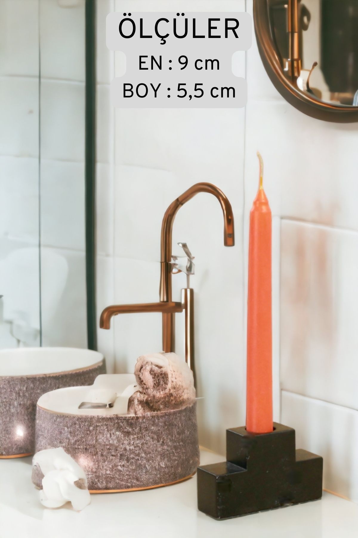 Şamdan Mumluk Siyah Tealight ve Şamdan Mum Uyumlu Model 16