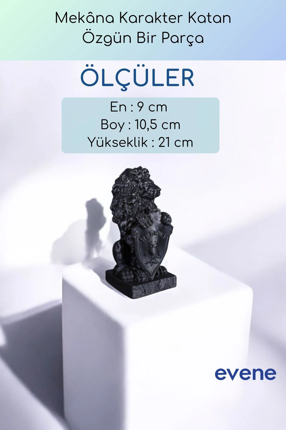 Dekoratif Obje Biblo Ev Dekorasyon Heykel Salon Masa Üstü Süs Eşyası Aslan Siyah Model 54